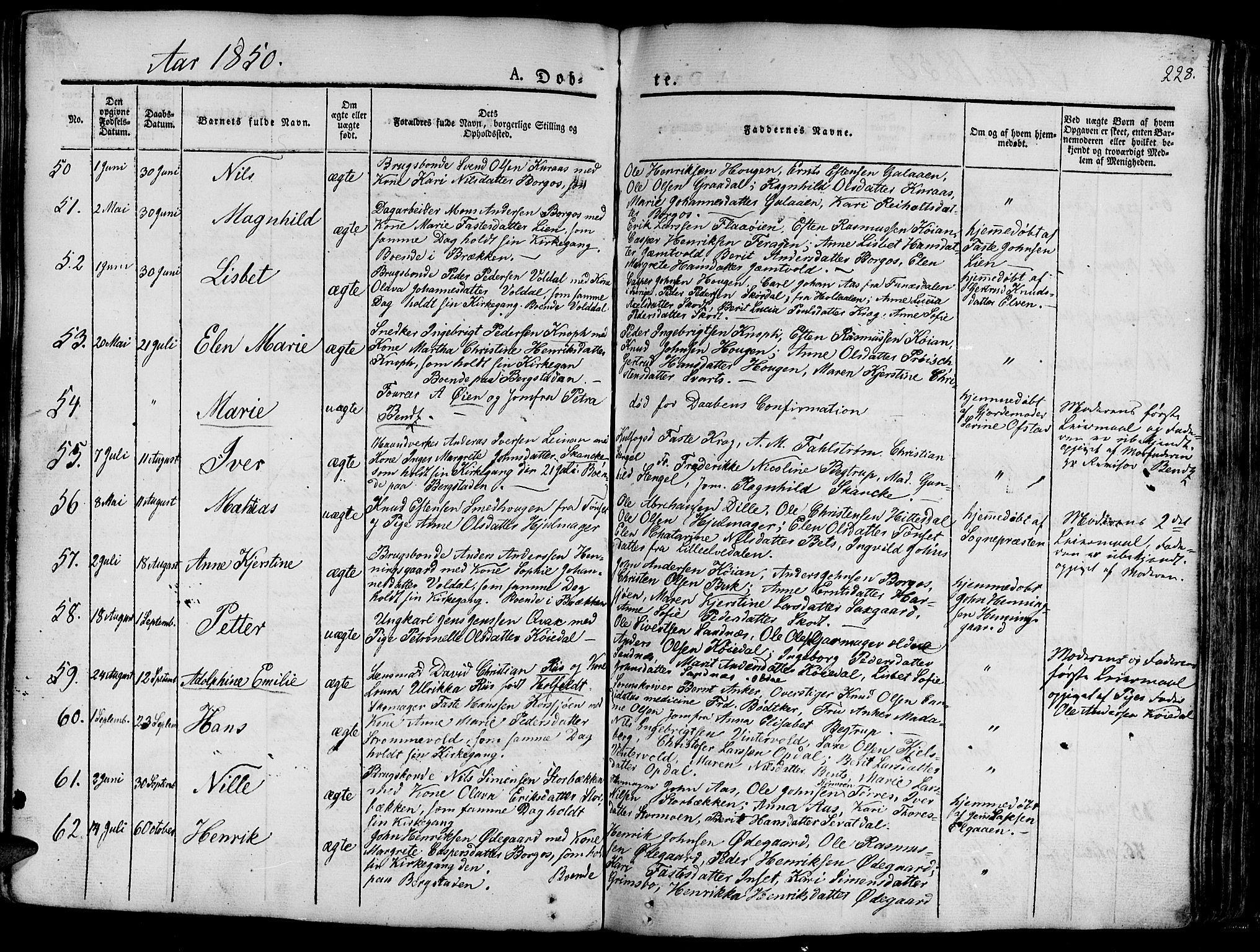 Ministerialprotokoller, klokkerbøker og fødselsregistre - Sør-Trøndelag, SAT/A-1456/681/L0938: Klokkerbok nr. 681C02, 1829-1879, s. 228