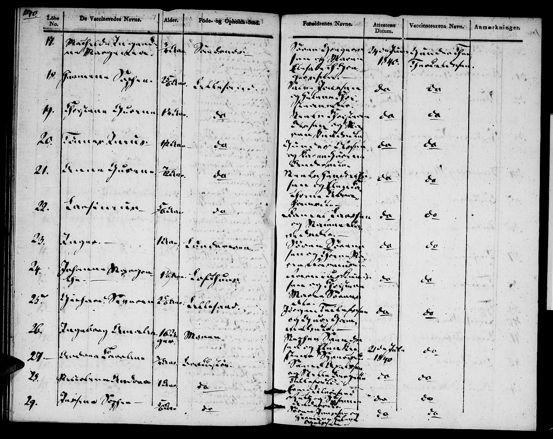 Vestre Moland sokneprestkontor, AV/SAK-1111-0046/F/Ff/L0002/0003: Vaksinasjonsprotokoll nr. A VI 3, 1830-1844