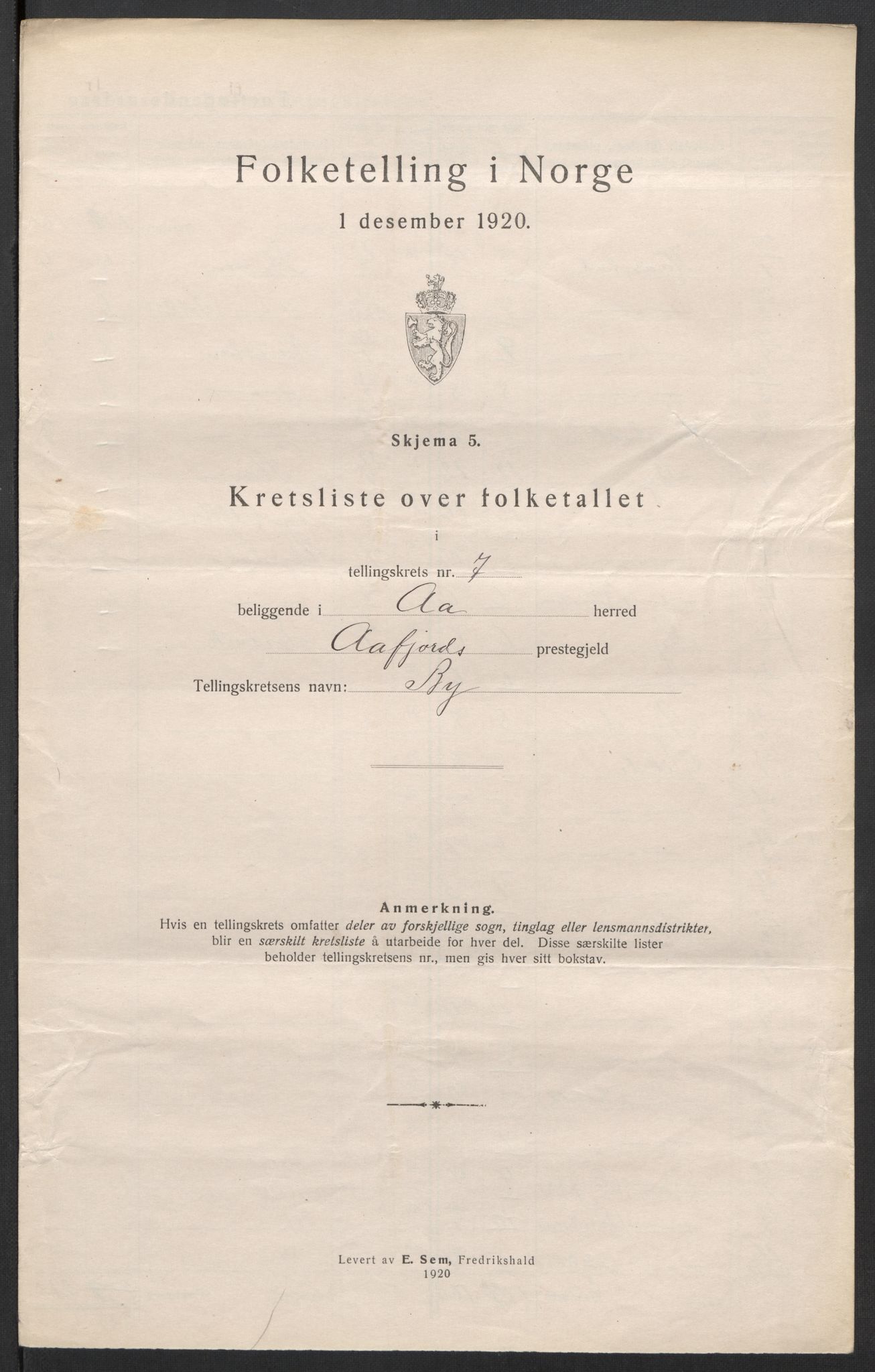 SAT, Folketelling 1920 for 1630 Å herred, 1920, s. 26
