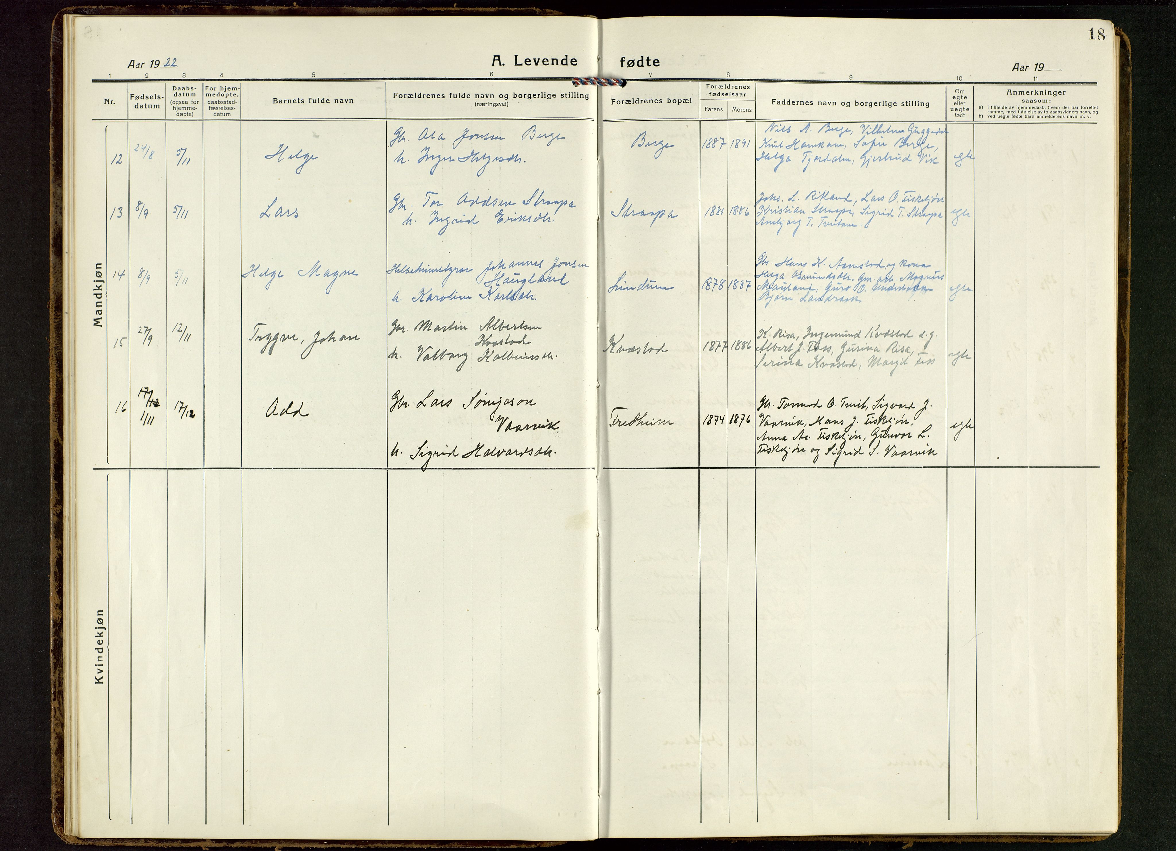 Suldal sokneprestkontor, AV/SAST-A-101845/01/V/L0007: Klokkerbok nr. B 7, 1917-1946, s. 18