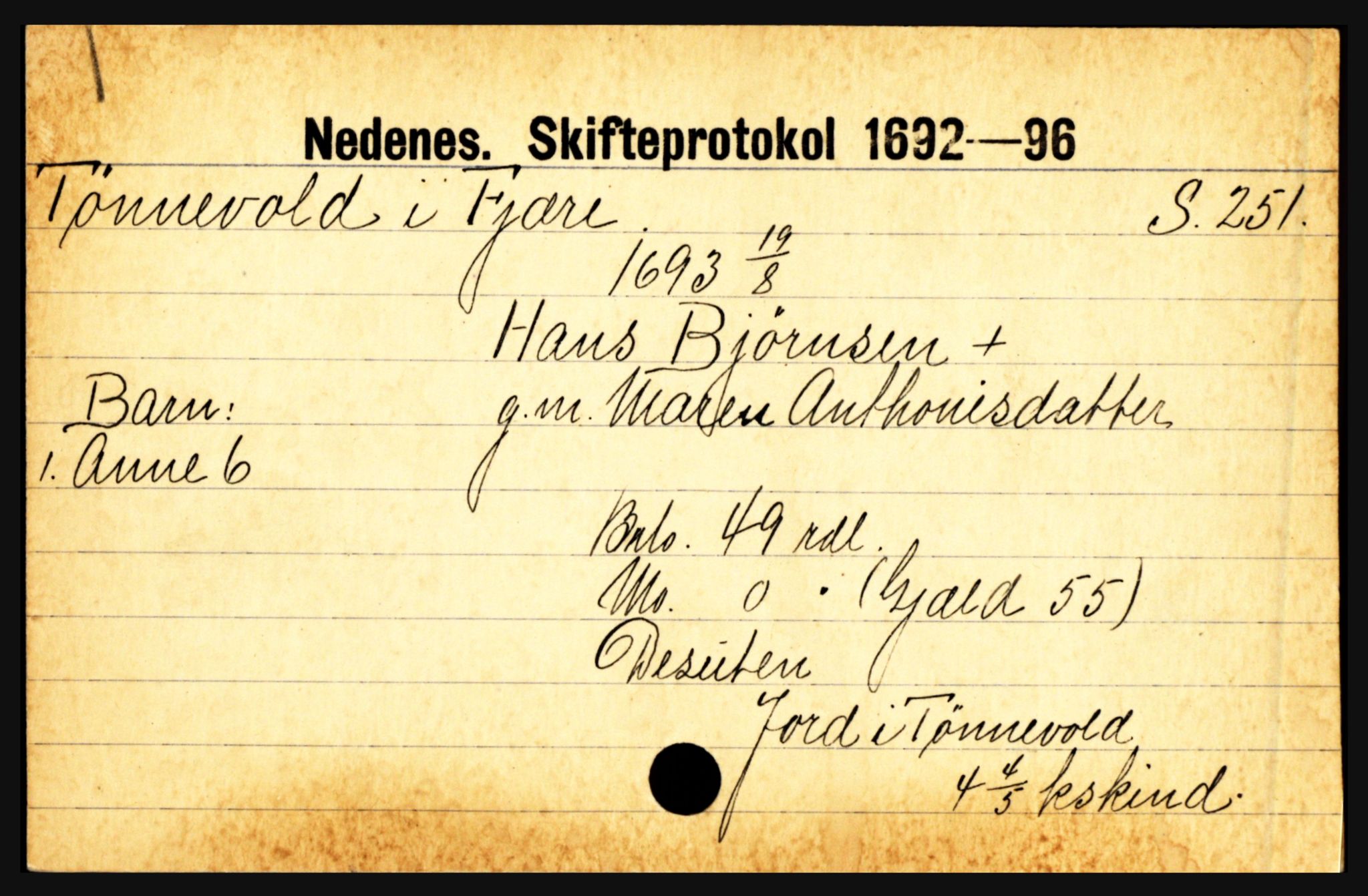 Nedenes sorenskriveri før 1824, AV/SAK-1221-0007/H, s. 31855
