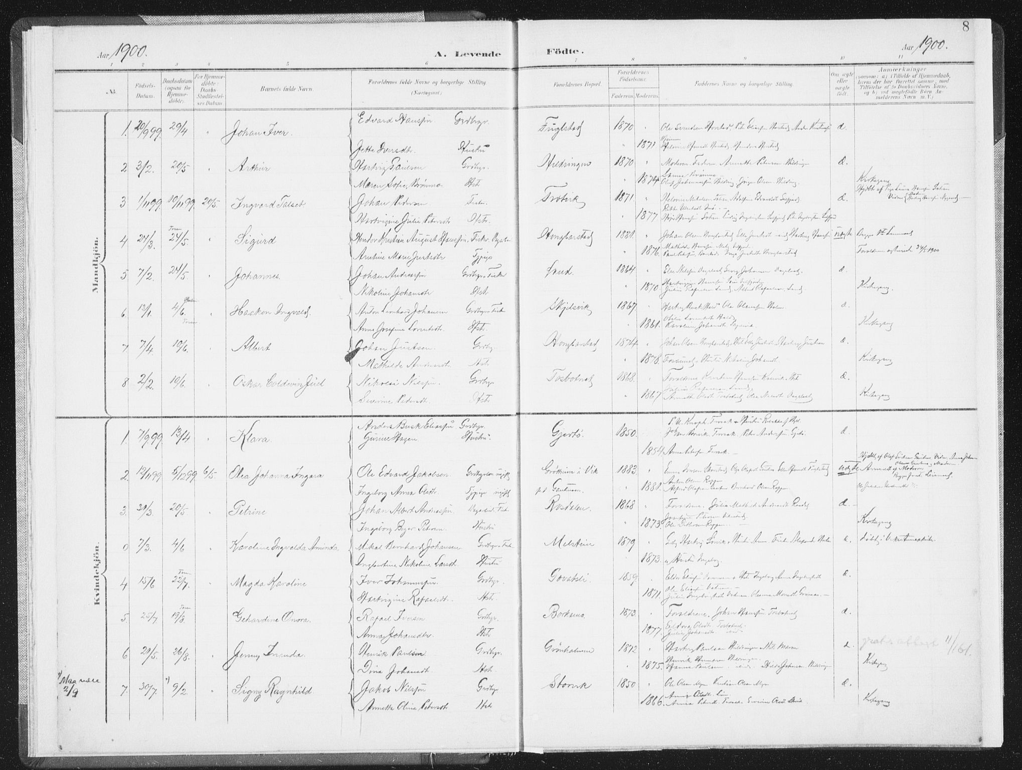 Ministerialprotokoller, klokkerbøker og fødselsregistre - Nordland, SAT/A-1459/810/L0153: Ministerialbok nr. 810A12, 1899-1914, s. 8