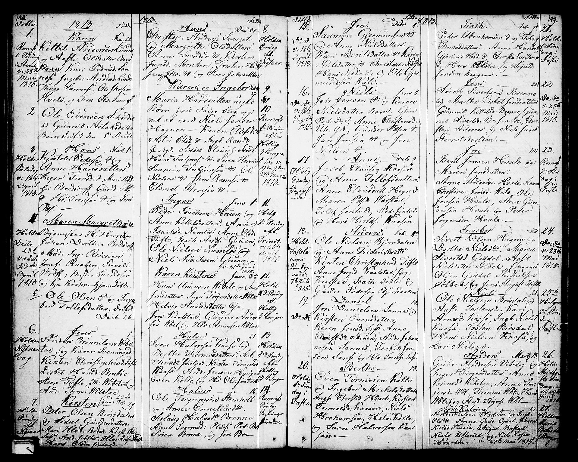 Holla kirkebøker, AV/SAKO-A-272/F/Fa/L0002: Ministerialbok nr. 2, 1779-1814, s. 148-149