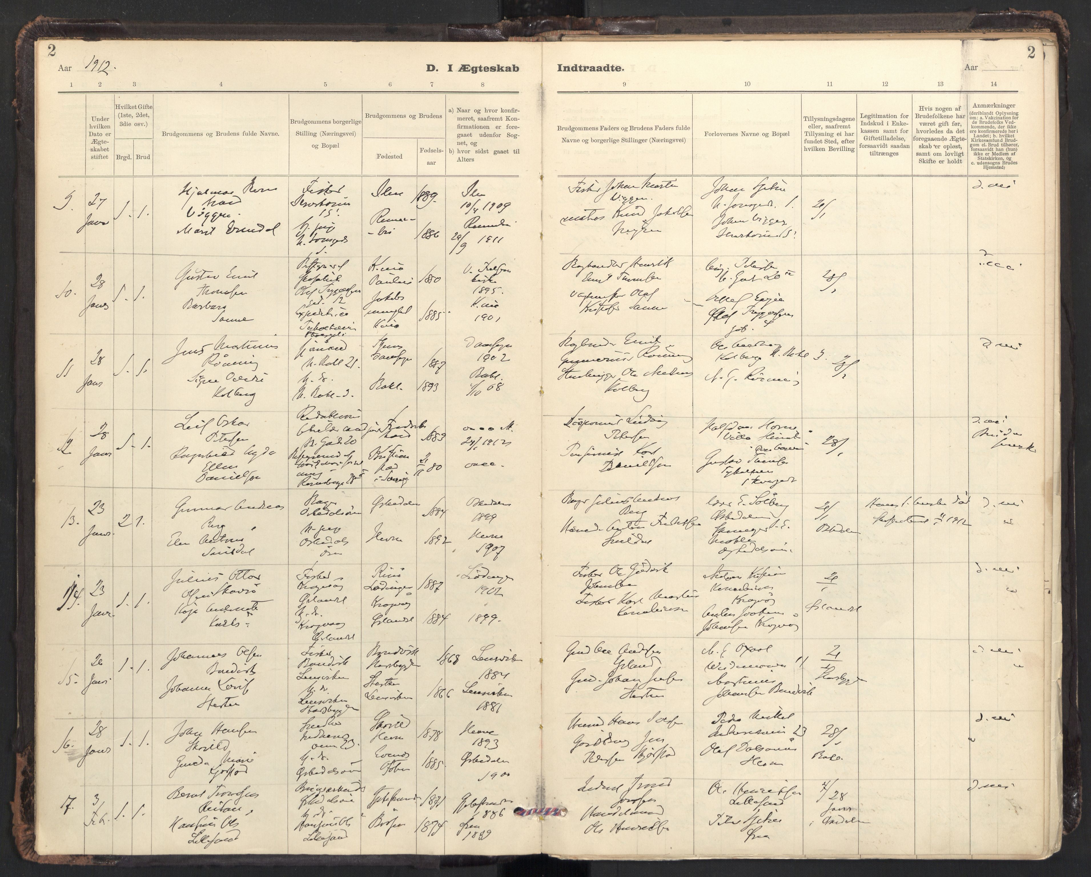 Ministerialprotokoller, klokkerbøker og fødselsregistre - Sør-Trøndelag, AV/SAT-A-1456/604/L0204: Ministerialbok nr. 604A24, 1911-1920, s. 2