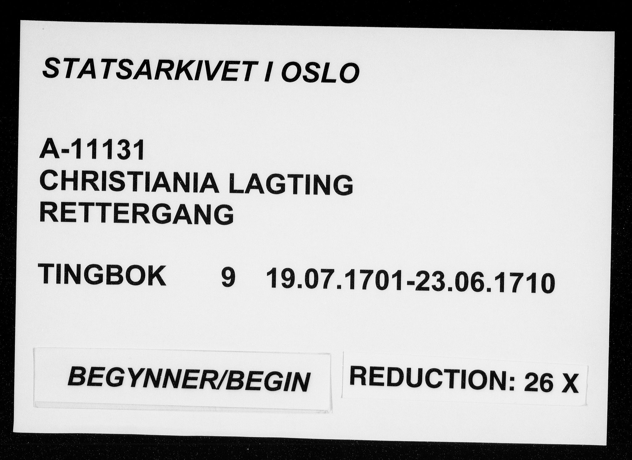 Christiania lagting, AV/SAO-A-11131/F/Fa/L0009: Tingbok, 1701-1710