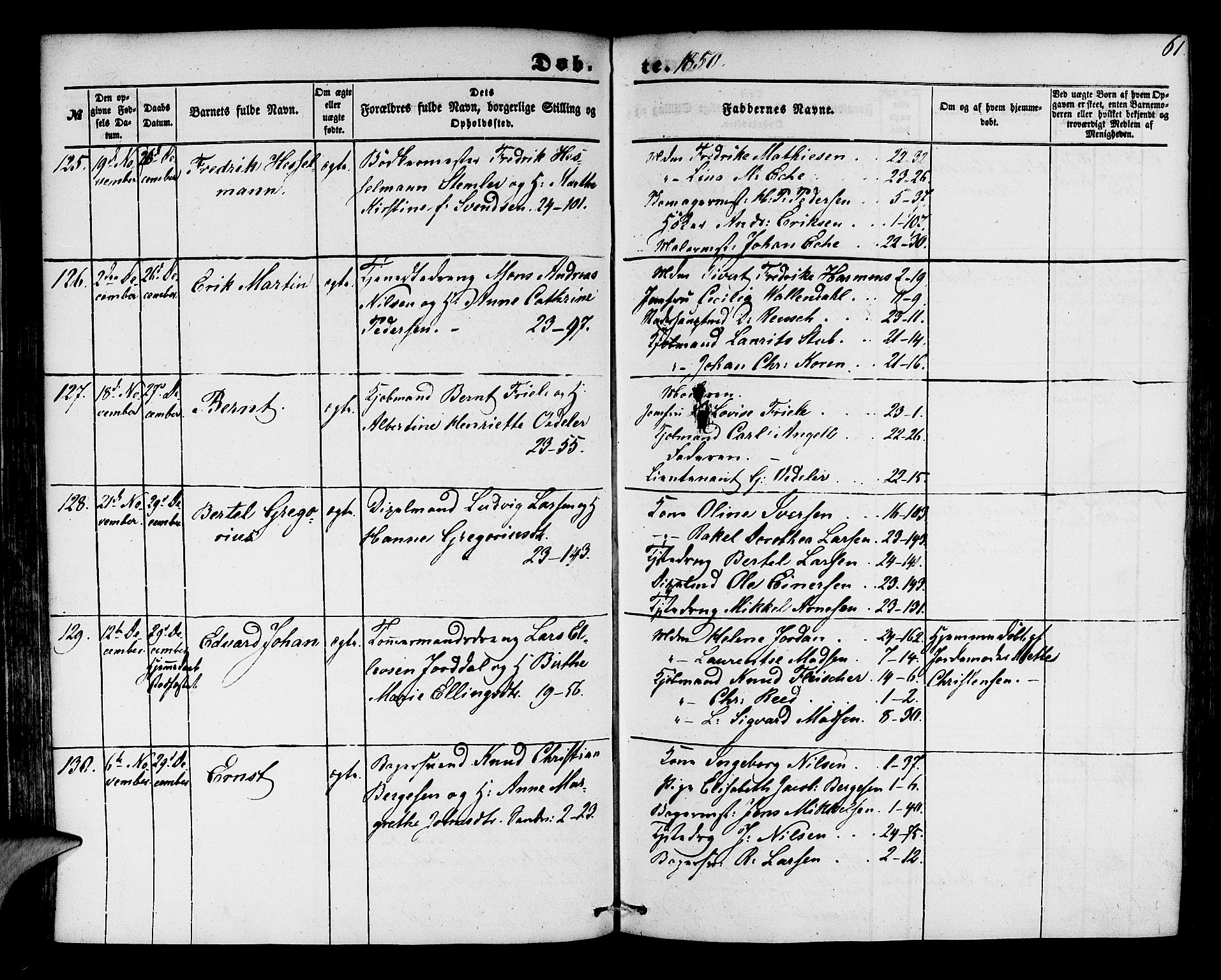 Korskirken sokneprestembete, AV/SAB-A-76101/H/Hab: Klokkerbok nr. B 2, 1847-1853, s. 61