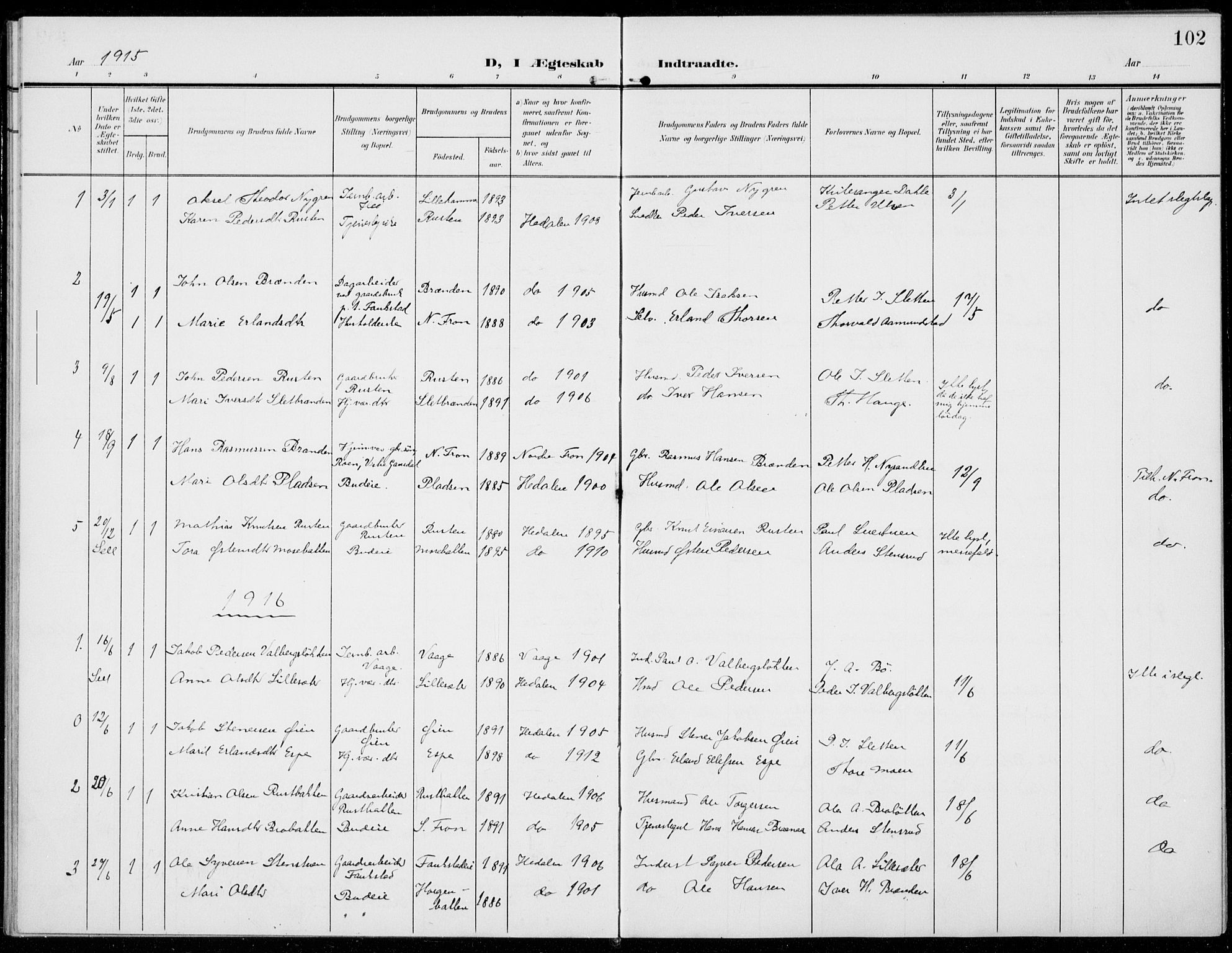 Sel prestekontor, AV/SAH-PREST-074/H/Ha/Haa/L0001: Ministerialbok nr. 1, 1905-1922, s. 102