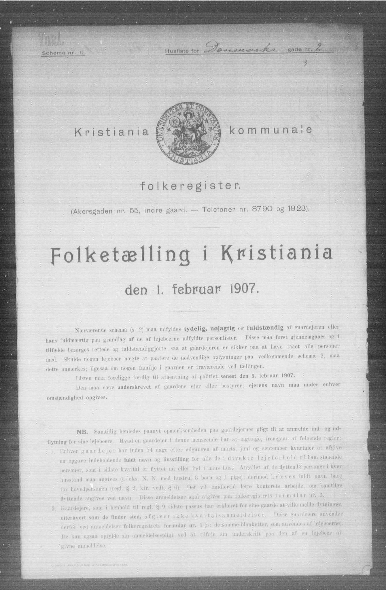 OBA, Kommunal folketelling 1.2.1907 for Kristiania kjøpstad, 1907, s. 7411