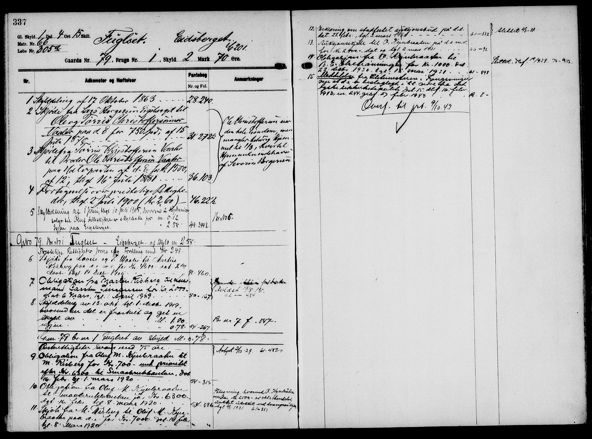 Solør tingrett, AV/SAH-TING-008/H/Ha/Hak/L0006: Panteregister nr. VI, 1900-1935, s. 337