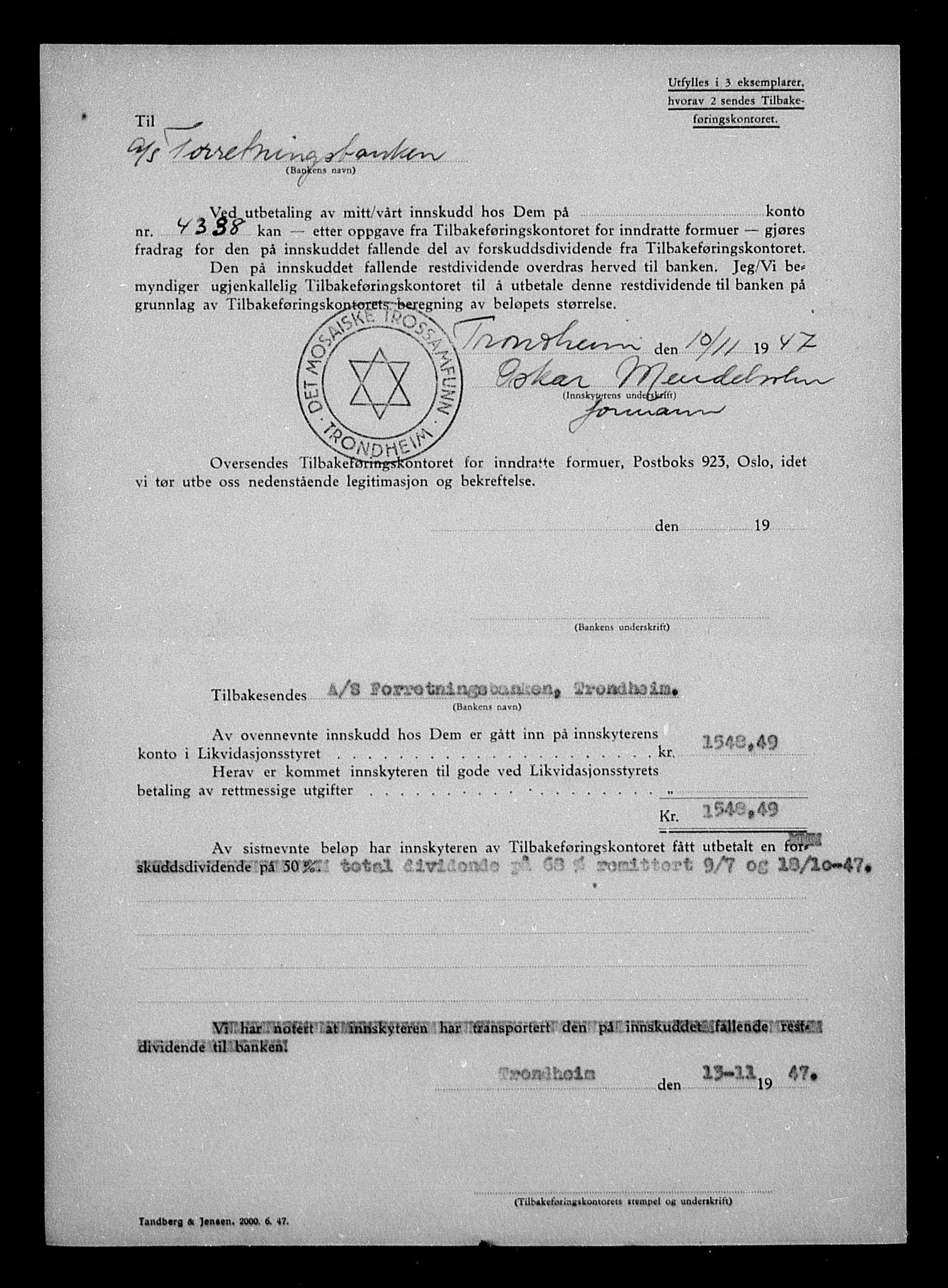 Justisdepartementet, Tilbakeføringskontoret for inndratte formuer, AV/RA-S-1564/H/Hc/Hca/L0906: --, 1945-1947, s. 141