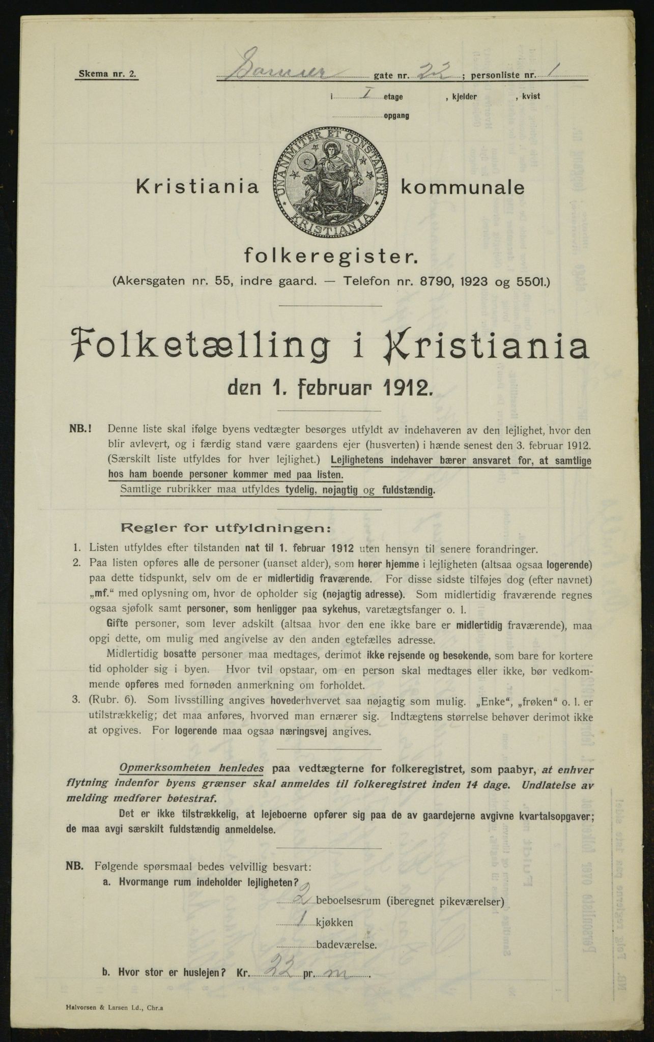 OBA, Kommunal folketelling 1.2.1912 for Kristiania, 1912, s. 76011