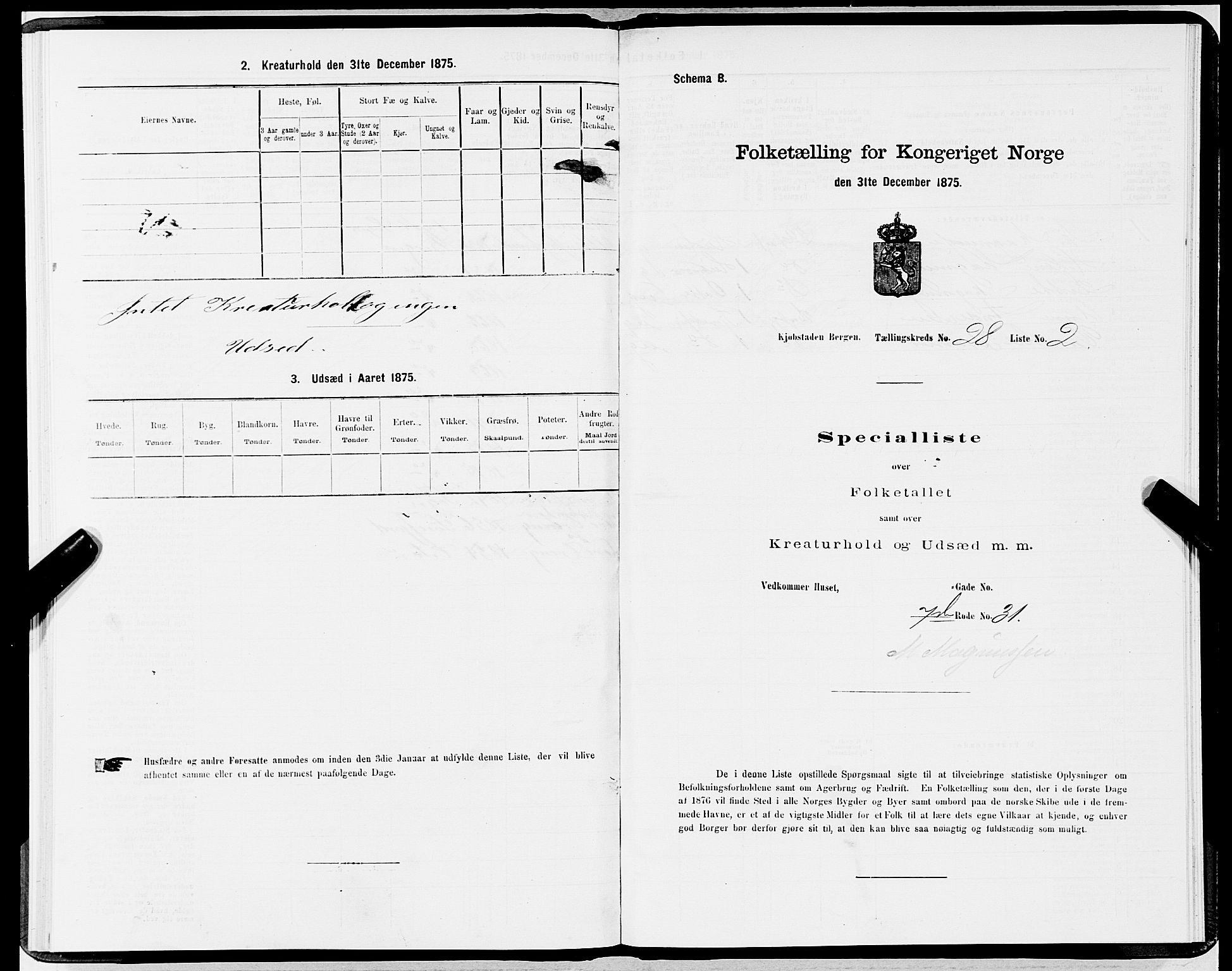 SAB, Folketelling 1875 for 1301 Bergen kjøpstad, 1875, s. 1398