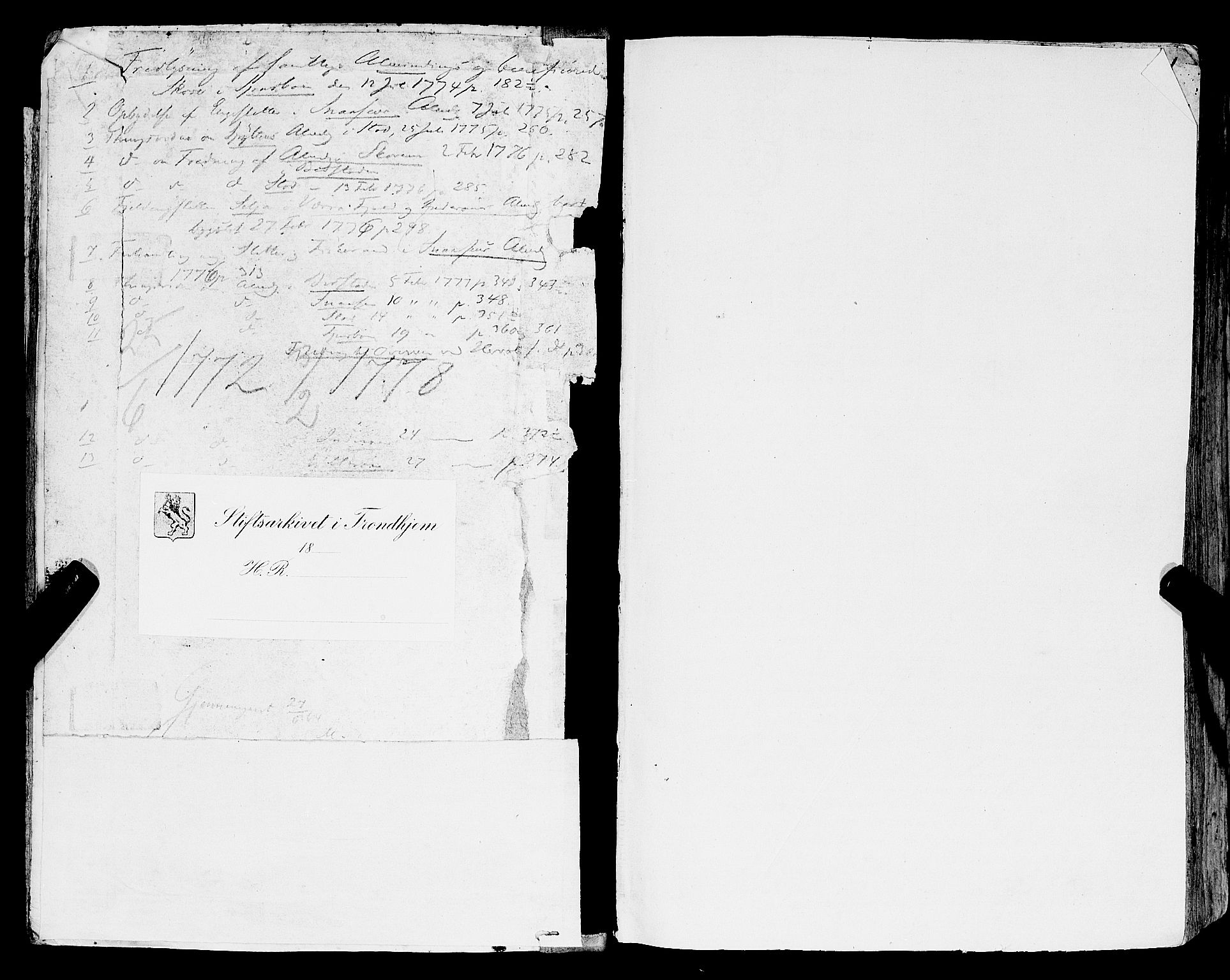 Inderøy sorenskriveri, SAT/A-4147/1/1/1A/L0011: Tingbok, 1772-1778