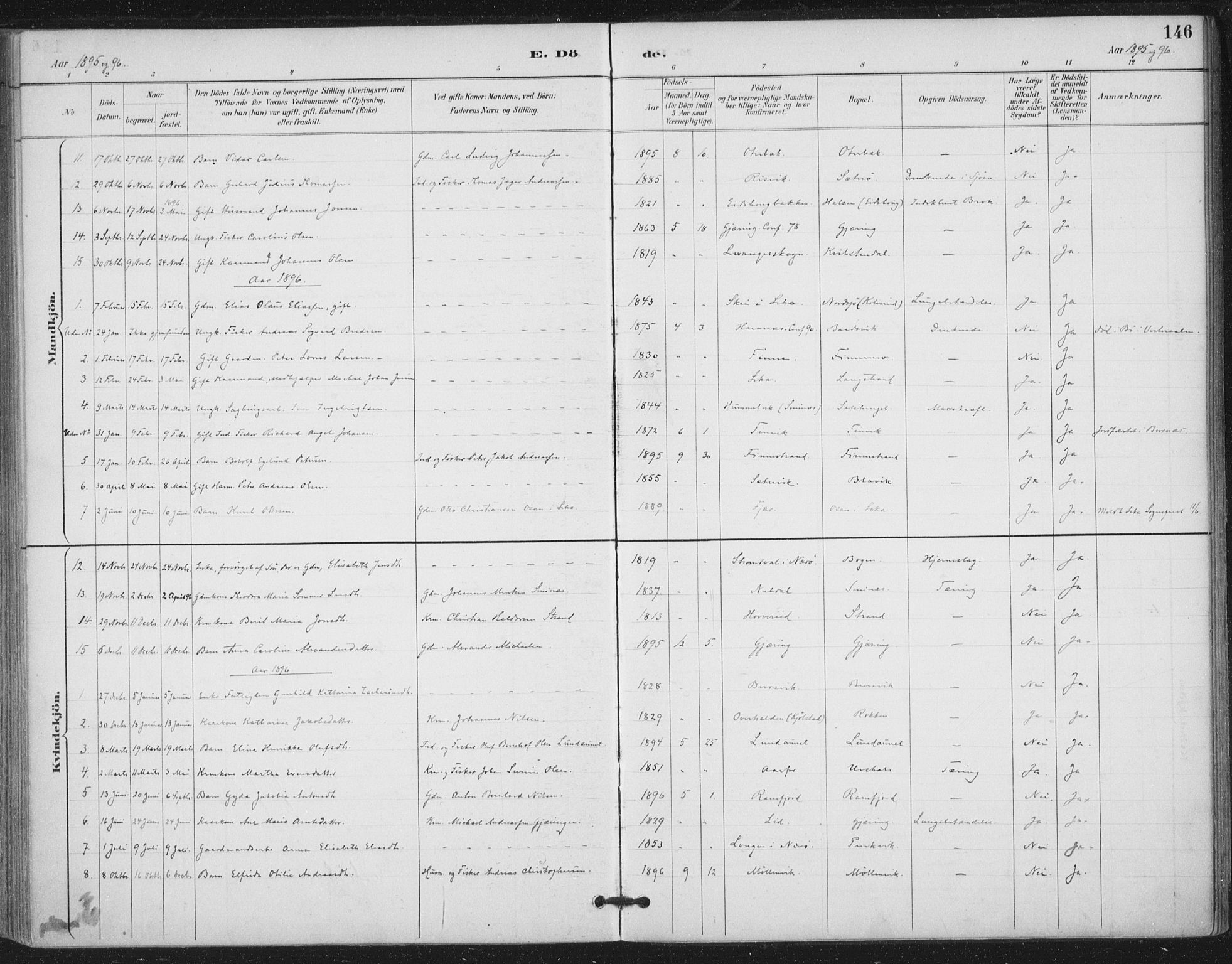 Ministerialprotokoller, klokkerbøker og fødselsregistre - Nord-Trøndelag, SAT/A-1458/780/L0644: Ministerialbok nr. 780A08, 1886-1903, s. 146