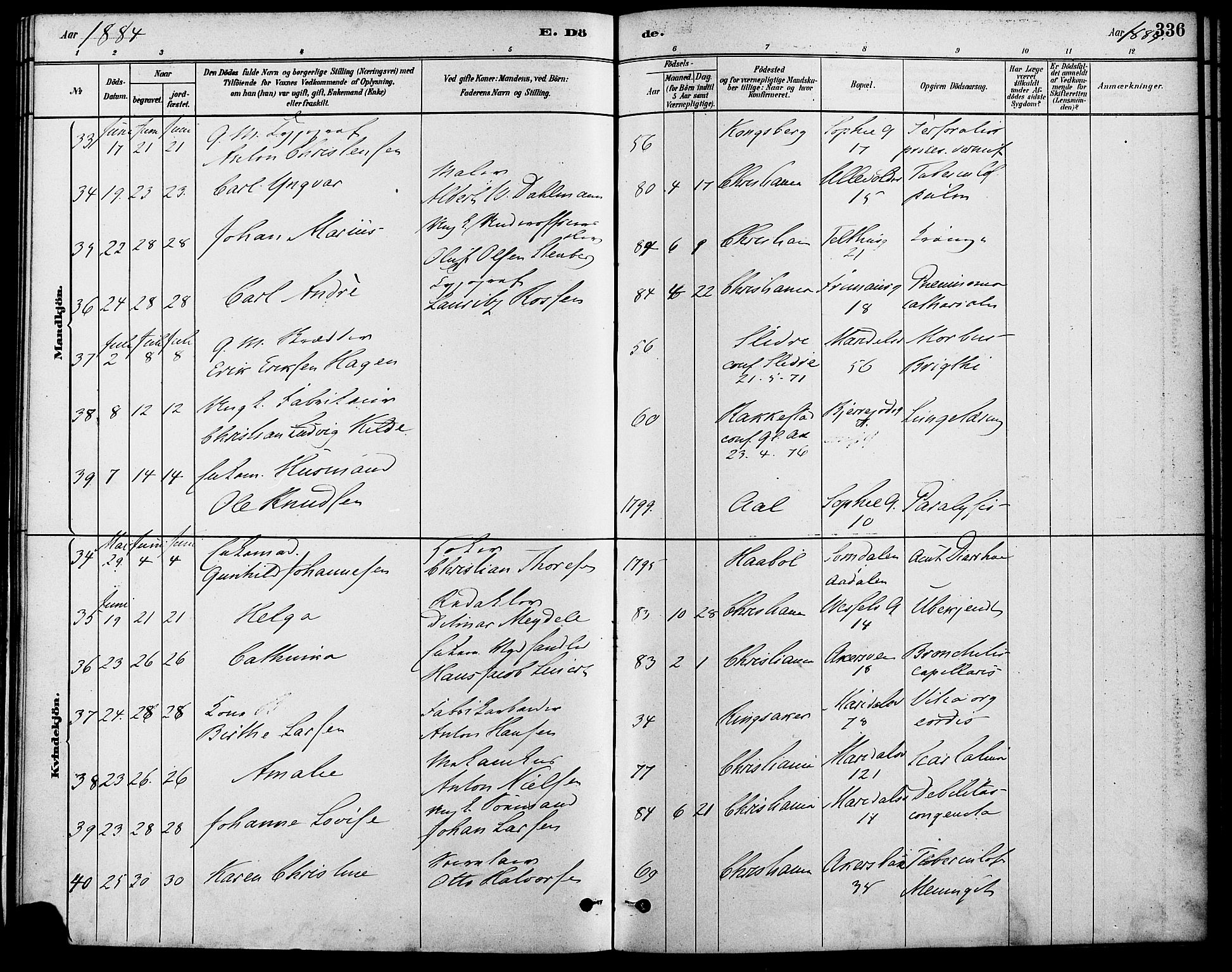 Gamle Aker prestekontor Kirkebøker, SAO/A-10617a/F/L0006: Ministerialbok nr. 6, 1880-1887, s. 336