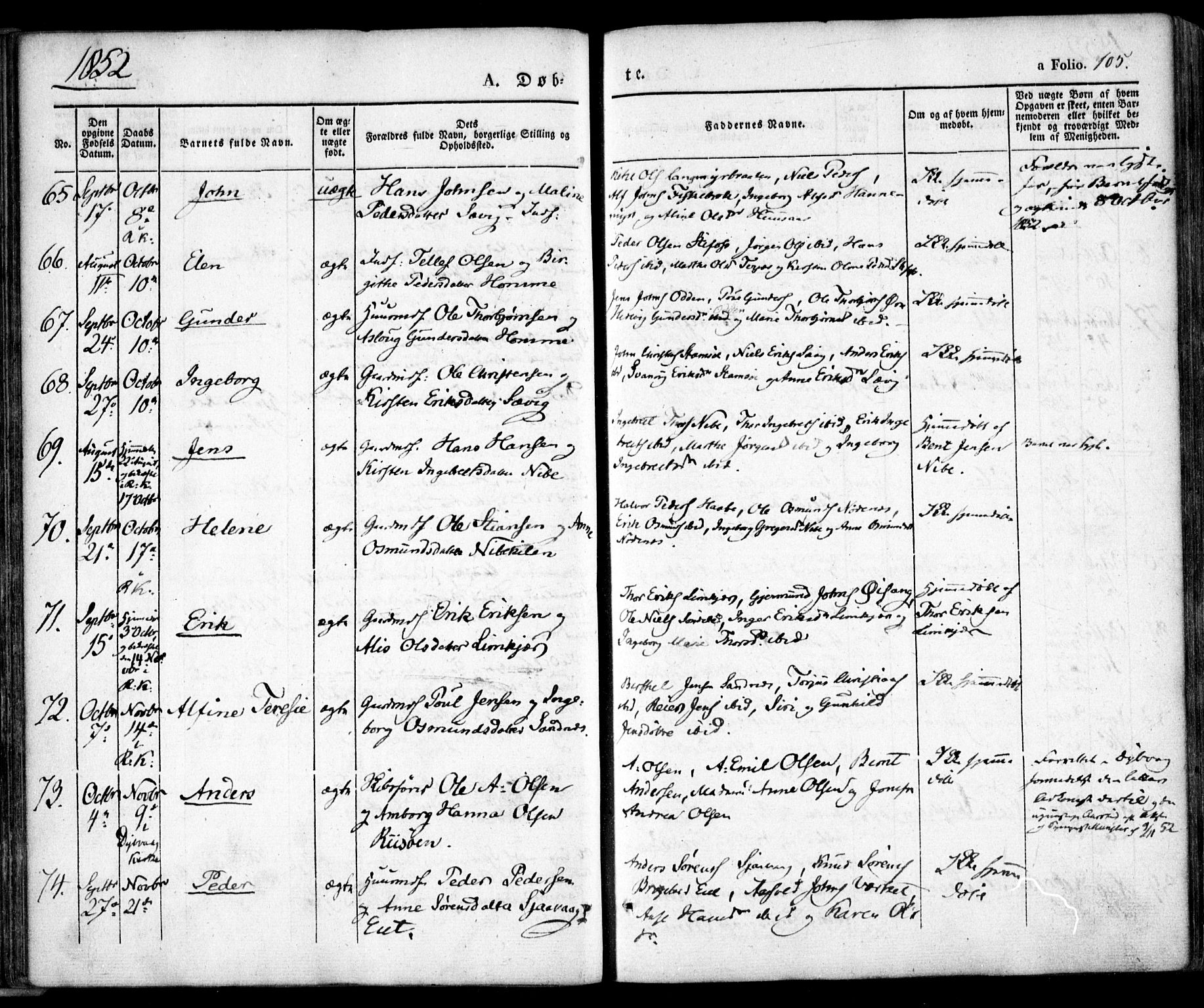 Søndeled sokneprestkontor, AV/SAK-1111-0038/F/Fa/L0002: Ministerialbok nr. A 2, 1839-1860, s. 105