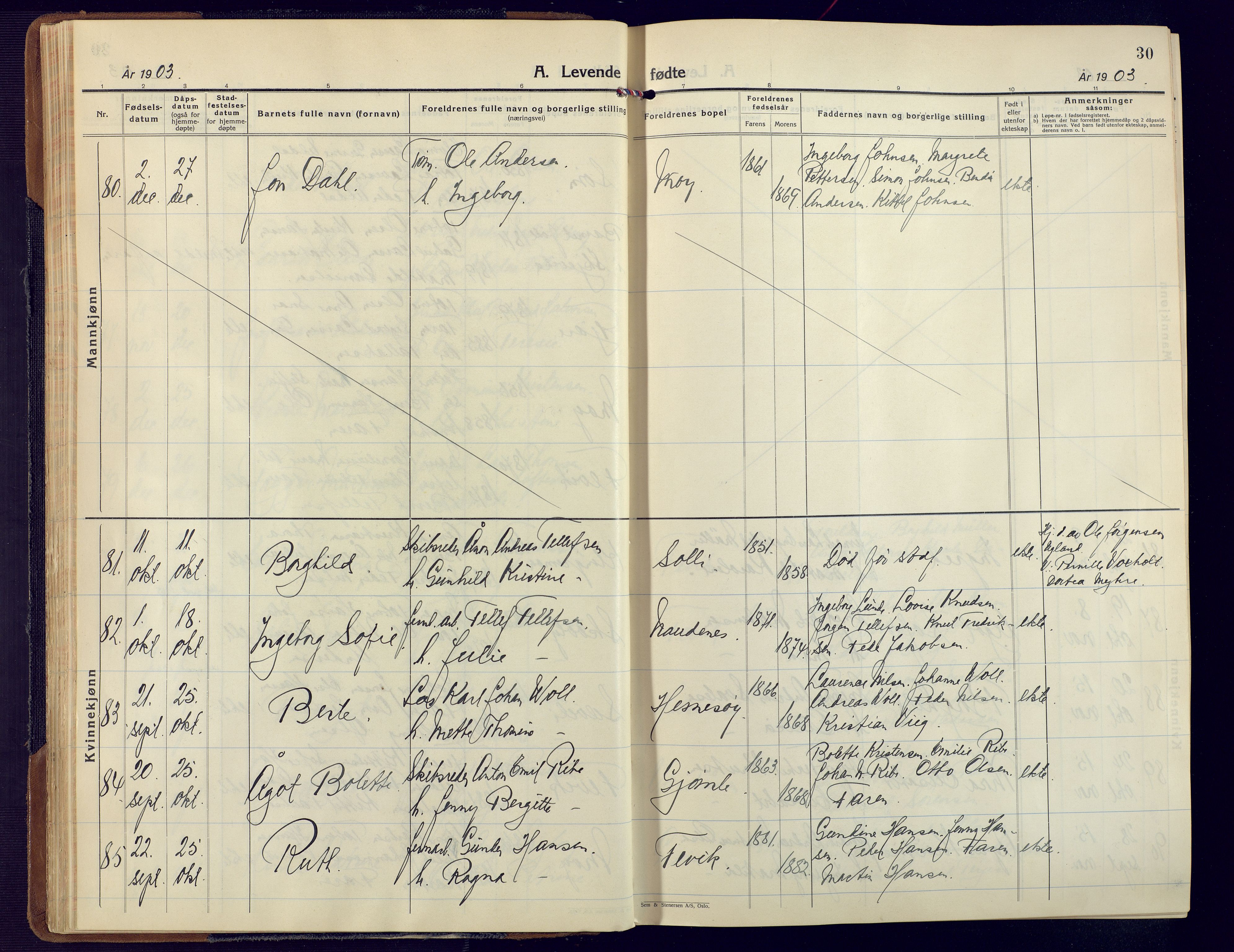 Fjære sokneprestkontor, AV/SAK-1111-0011/F/Fa/L0004: Ministerialbok nr. A 4, 1902-1925, s. 30