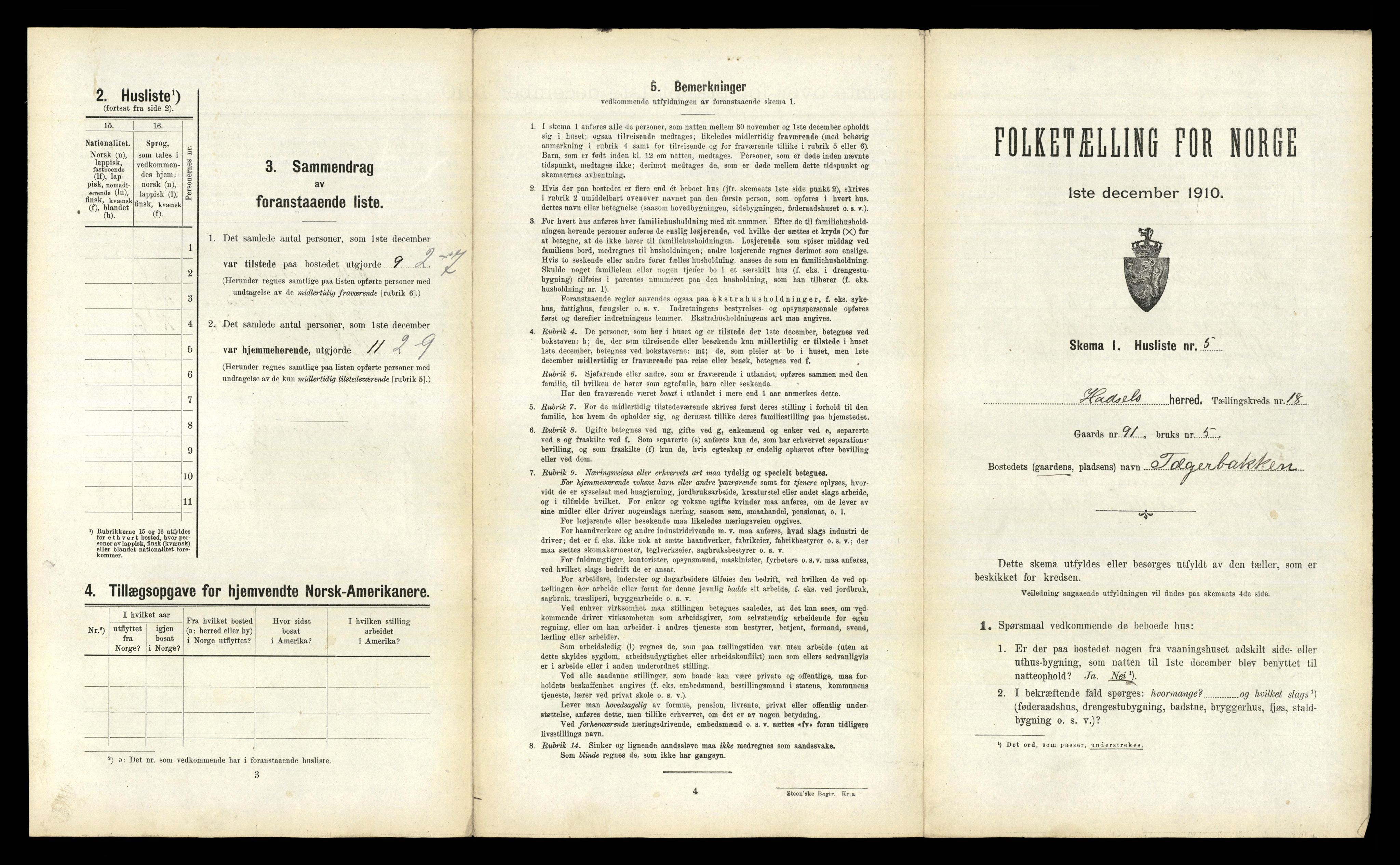 RA, Folketelling 1910 for 1866 Hadsel herred, 1910, s. 2373