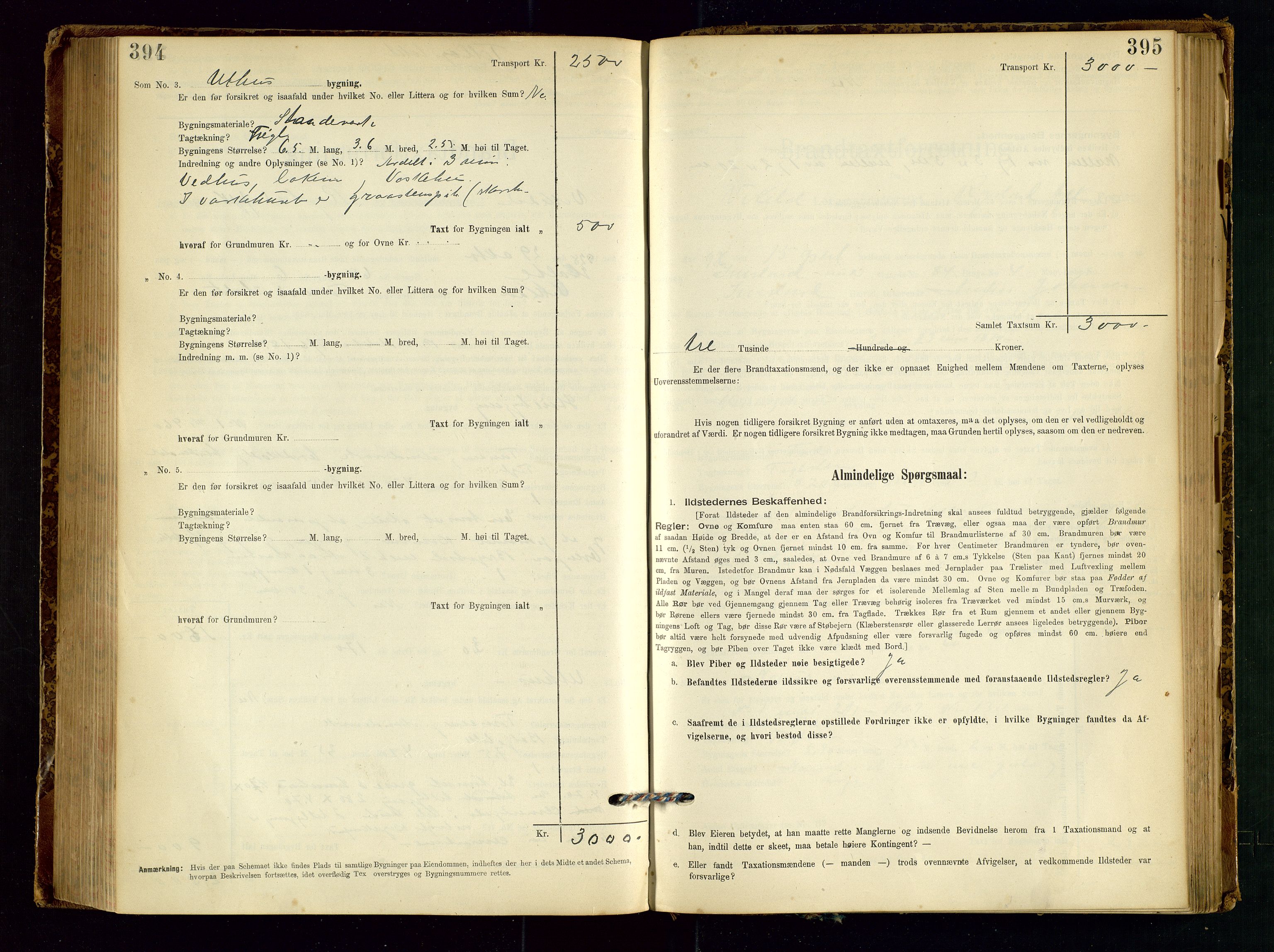 Vikedal lensmannskontor, AV/SAST-A-100179/Gob/L0004: Branntakstprotokoll, 1894-1952, s. 394-395