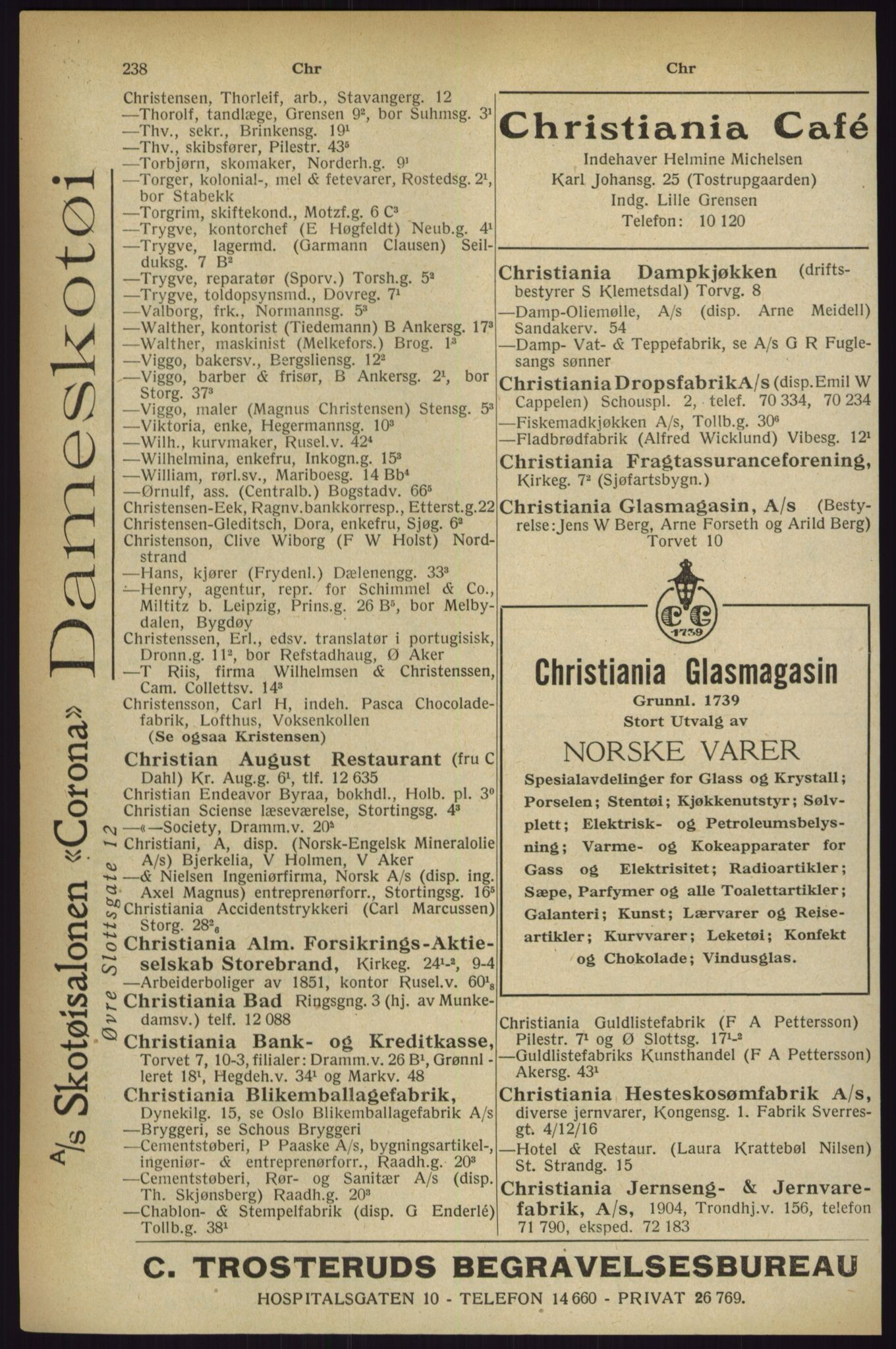 Kristiania/Oslo adressebok, PUBL/-, 1927, s. 238