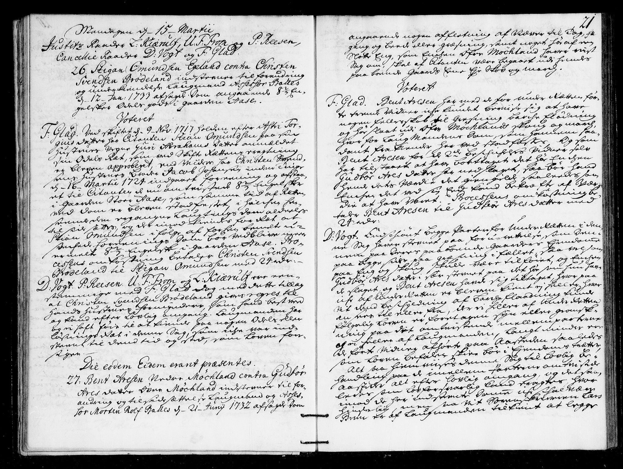 Overhoffretten 1667-1797, AV/RA-EA-2884/Ac/L0169: Voteringsprotokoll, 1734, s. 20b-21a