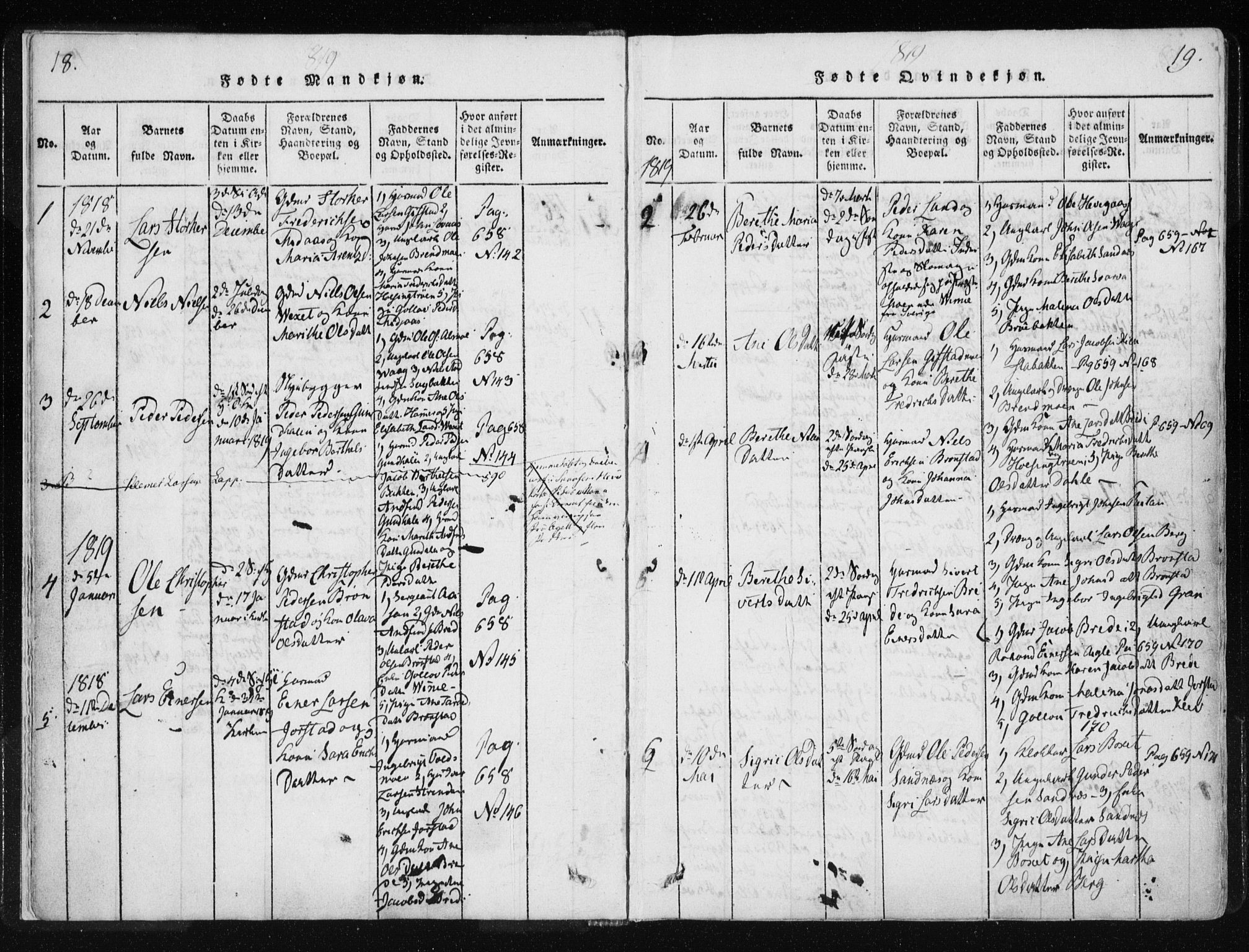 Ministerialprotokoller, klokkerbøker og fødselsregistre - Nord-Trøndelag, SAT/A-1458/749/L0469: Ministerialbok nr. 749A03, 1817-1857, s. 18-19
