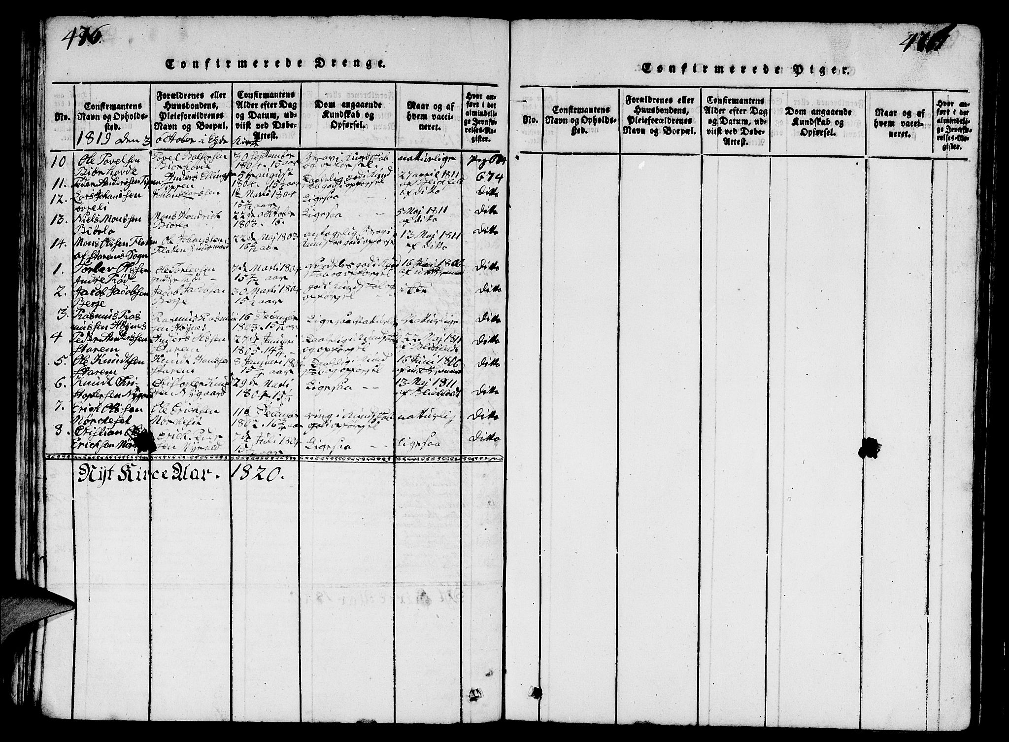 Eid sokneprestembete, AV/SAB-A-82301/H/Hab/Haba/L0001: Klokkerbok nr. A 1, 1816-1862, s. 476-477