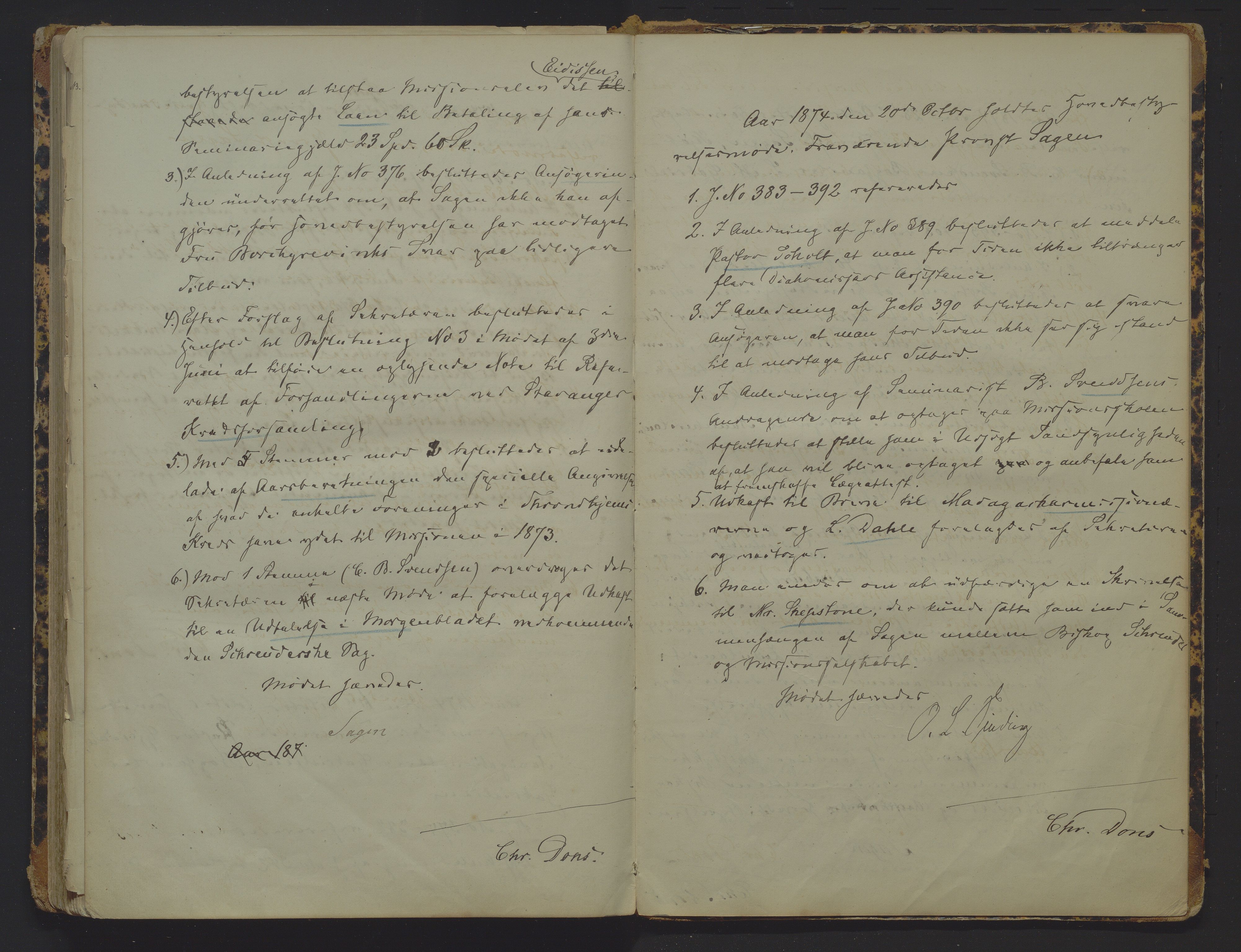 Det Norske Misjonsselskap - hovedadministrasjonen, VID/MA-A-1045/D/Da/Daa/L0008: Styreprotokoll nr. III, 17. juli 1862 - 12. januar 1875, 1862-1875