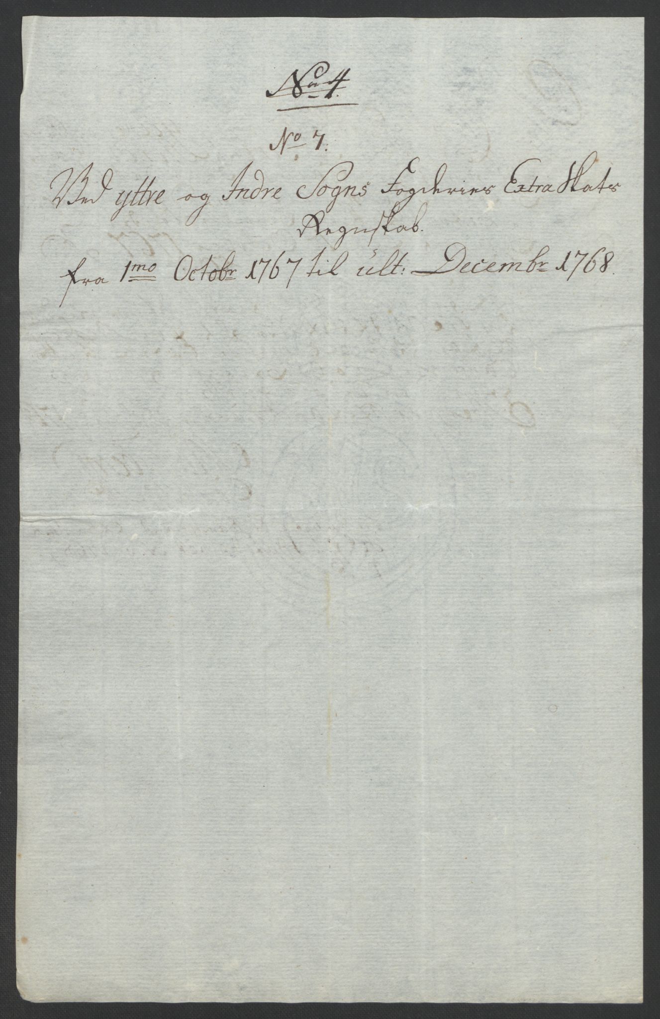 Rentekammeret inntil 1814, Realistisk ordnet avdeling, AV/RA-EA-4070/Ol/L0018: [Gg 10]: Ekstraskatten, 23.09.1762. Sogn, 1762-1772, s. 191