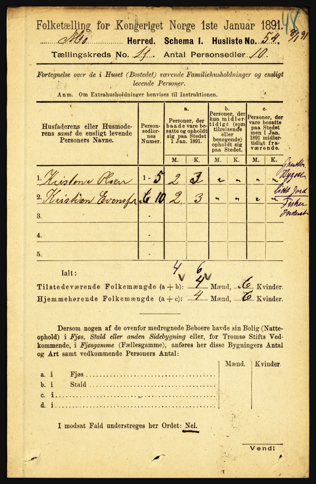 RA, Folketelling 1891 for 1833 Mo herred, 1891, s. 4409