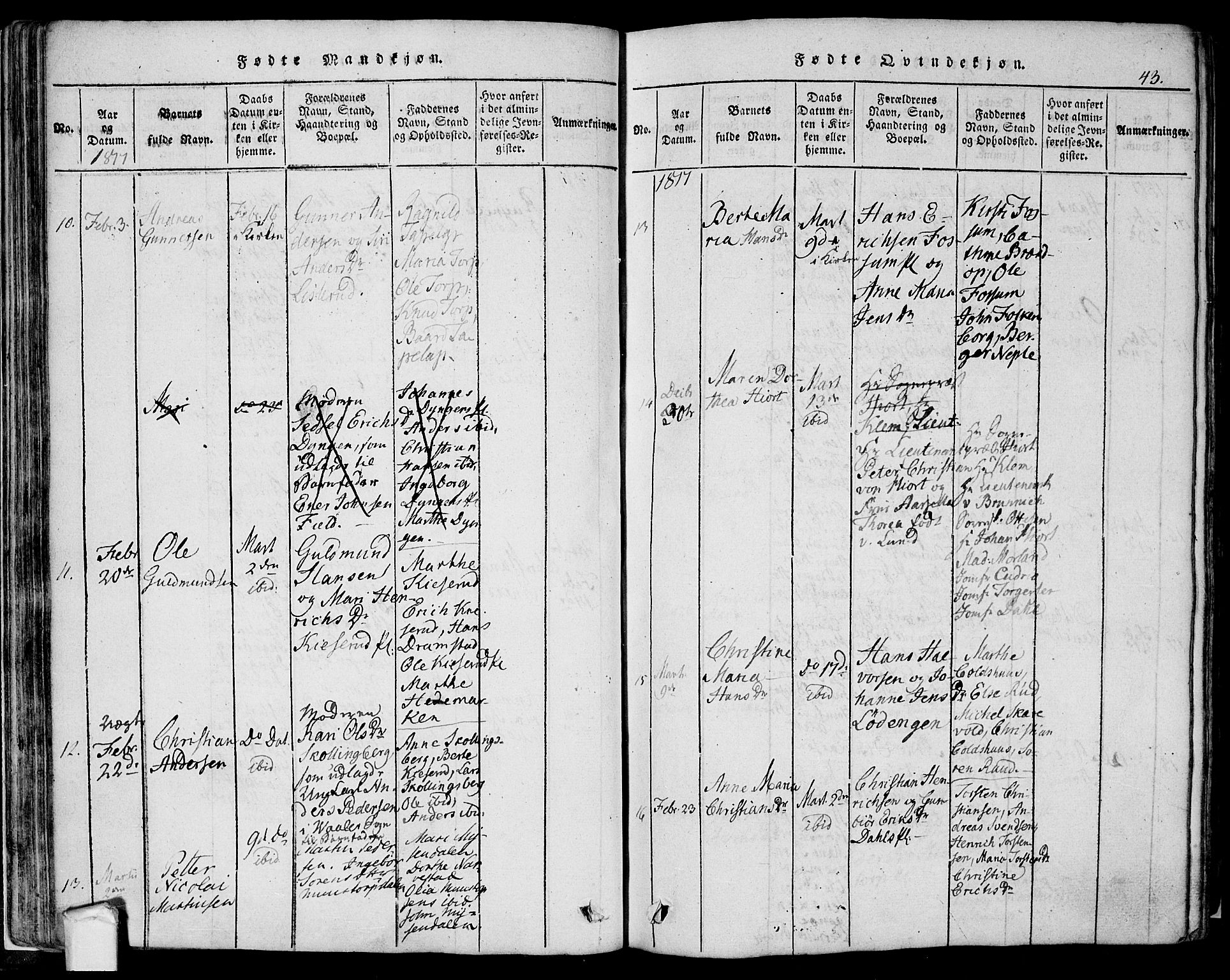 Eidsberg prestekontor Kirkebøker, AV/SAO-A-10905/F/Fa/L0007: Ministerialbok nr. I 7, 1814-1832, s. 43