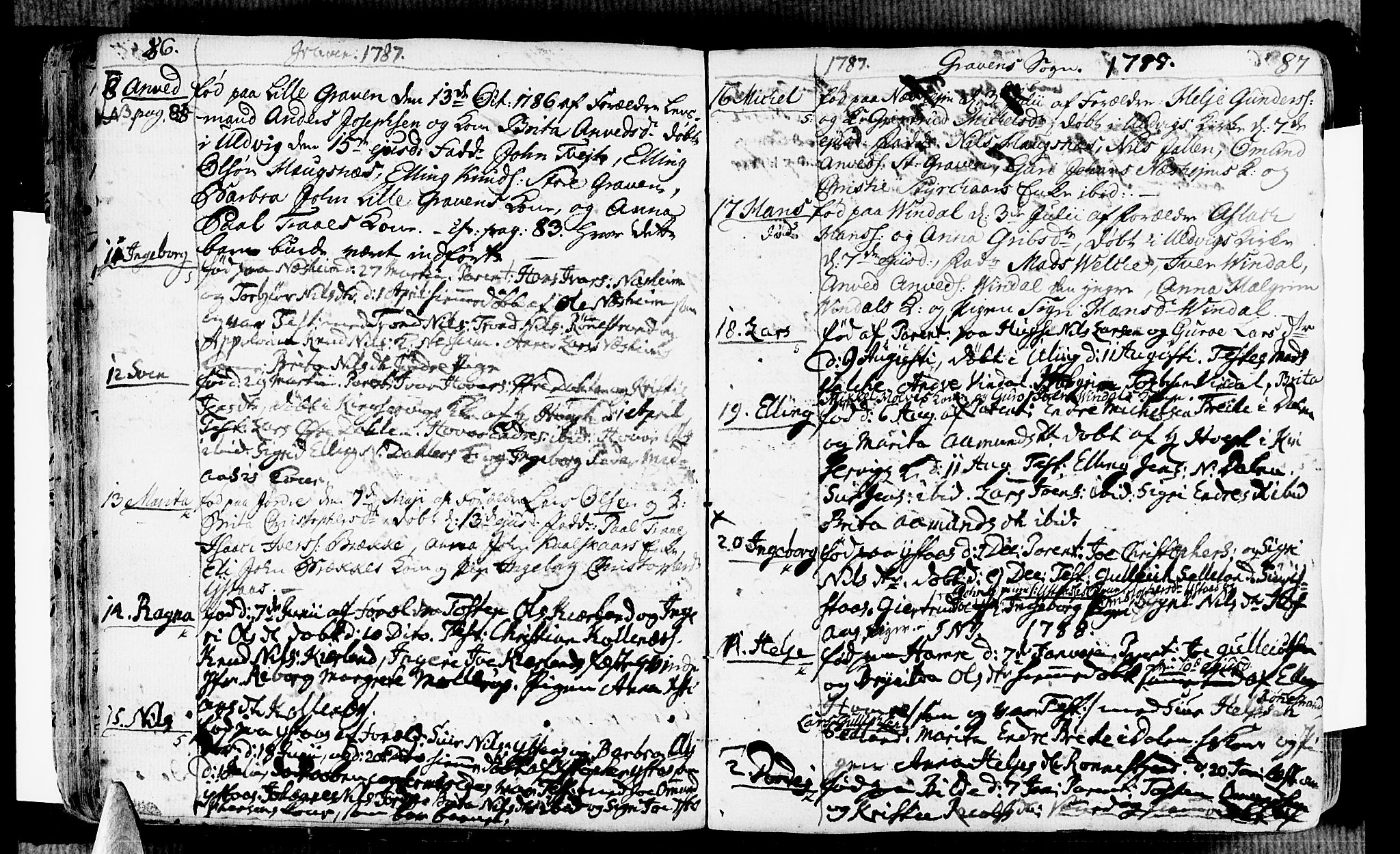 Ulvik sokneprestembete, SAB/A-78801/H/Haa: Ministerialbok nr. A 7, 1761-1792, s. 86-87