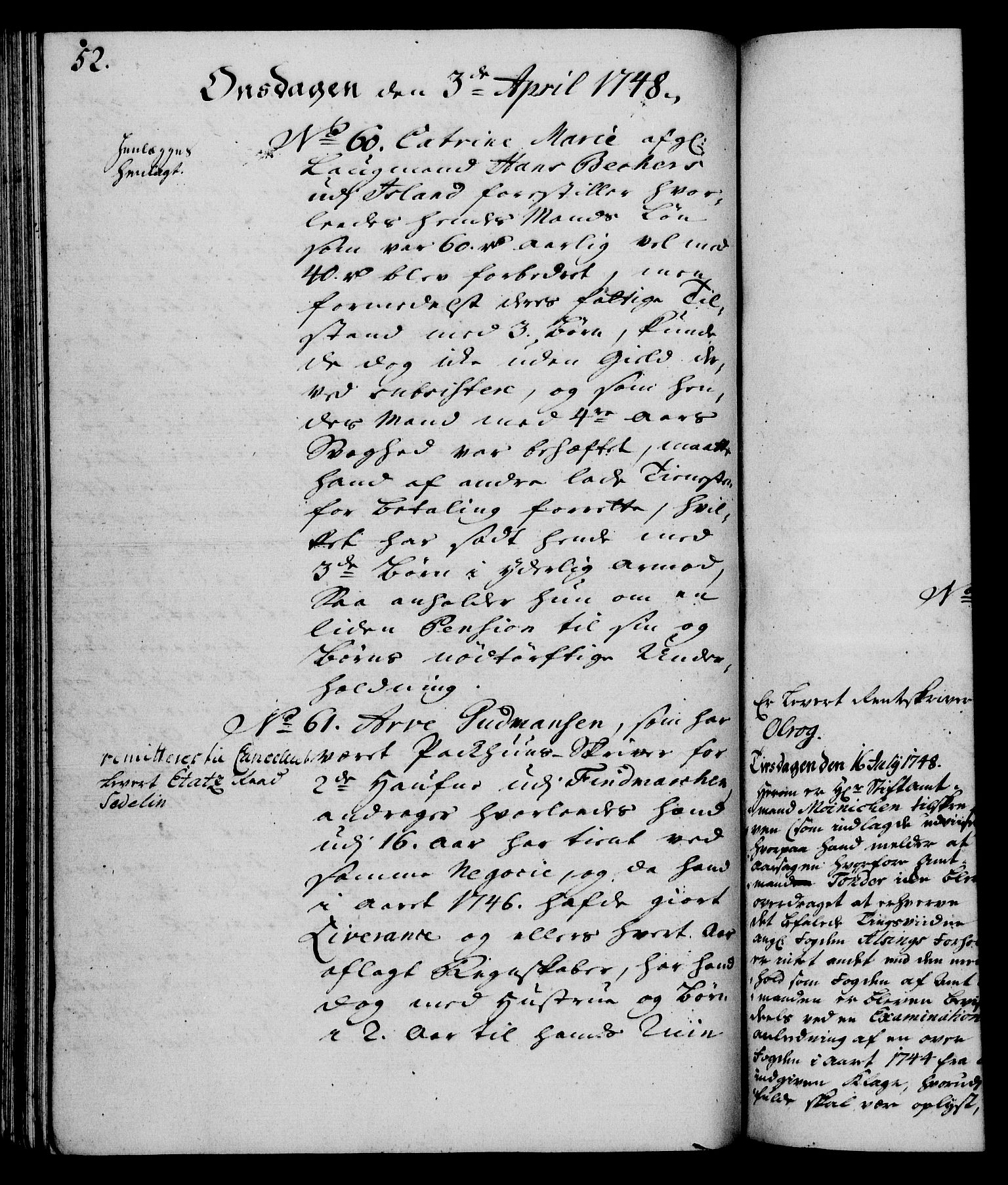 Rentekammeret, Kammerkanselliet, AV/RA-EA-3111/G/Gh/Gha/L0029: Norsk ekstraktmemorialprotokoll (merket RK 53.74), 1748-1749, s. 52