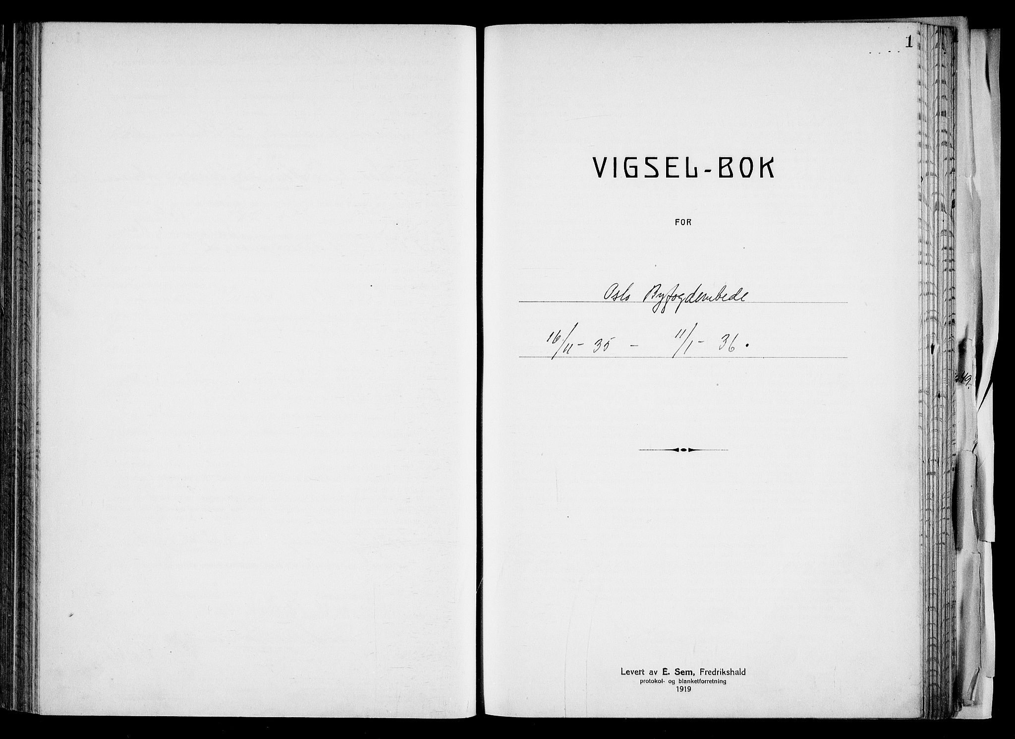 Oslo byfogd avd. I, SAO/A-10220/L/Lb/Lbb/L0025: Notarialprotokoll, rekke II: Vigsler, 1935-1936, s. 1a