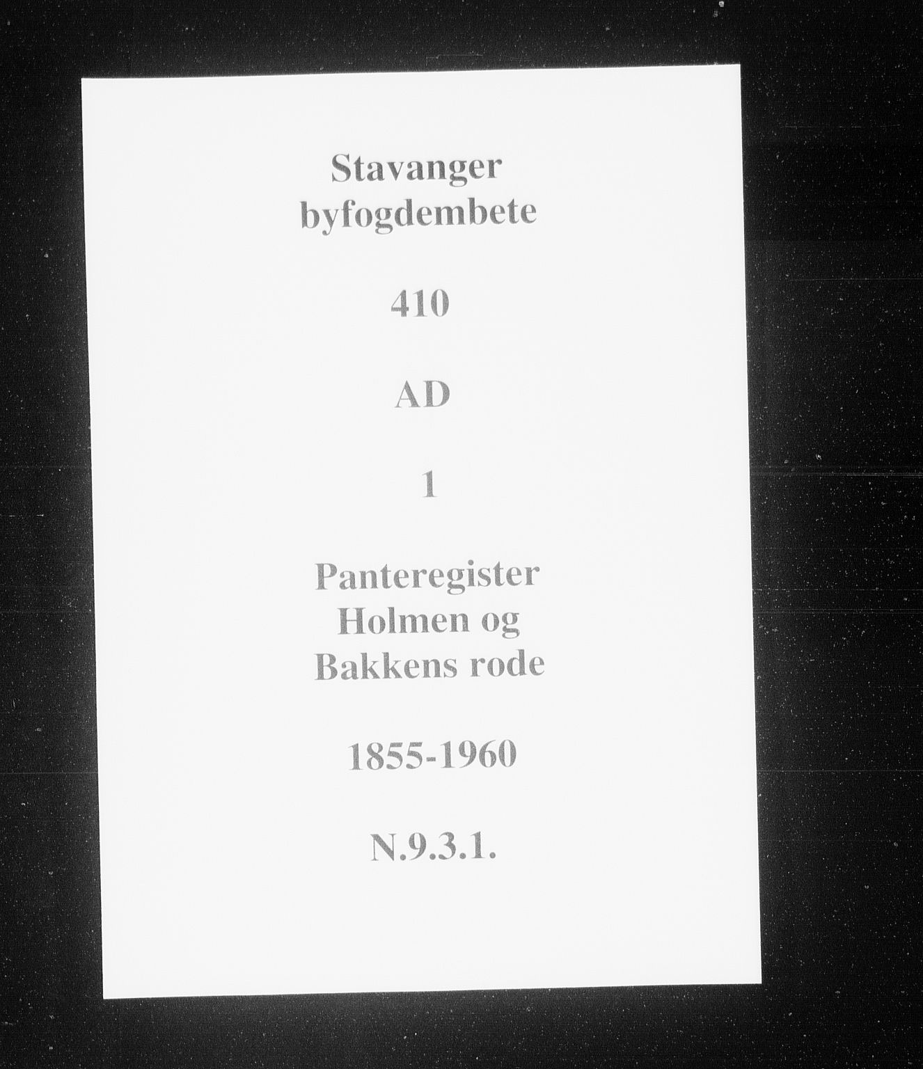 Stavanger byfogd, SAST/A-101408/001/4/41/410/410AD/L0001: Panteregister nr. AD 1, 1855