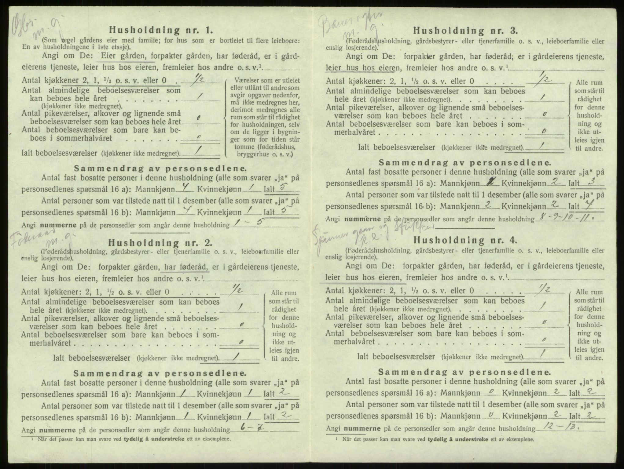 SAB, Folketelling 1920 for 1250 Haus herred, 1920, s. 395