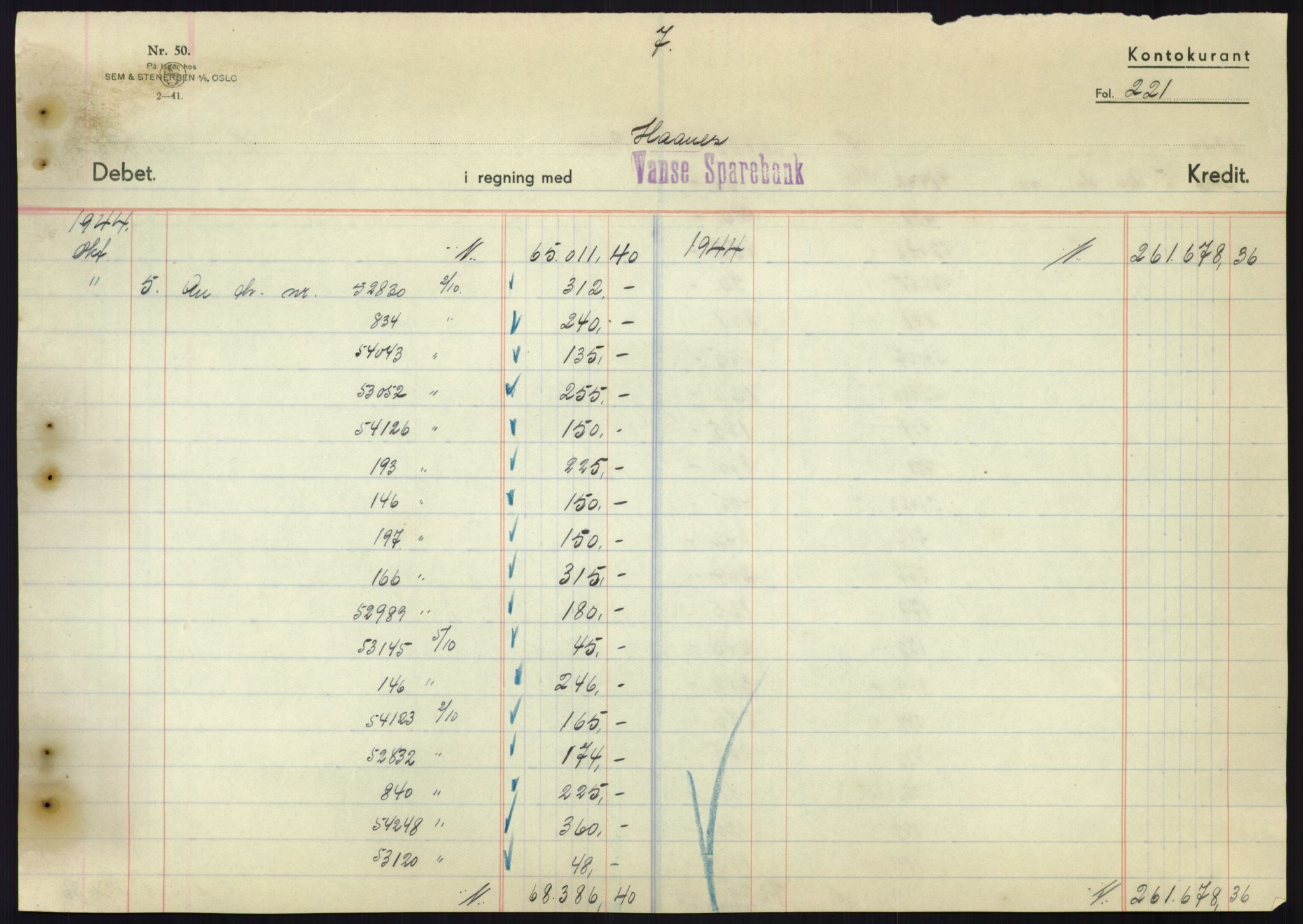 Forsvarsdepartementet, 10. kontor / Oppgjørskontoret, AV/RA-RAFA-1225/D/Db/L0180: Lista oppgjørskontor, 1942-1952, s. 2153