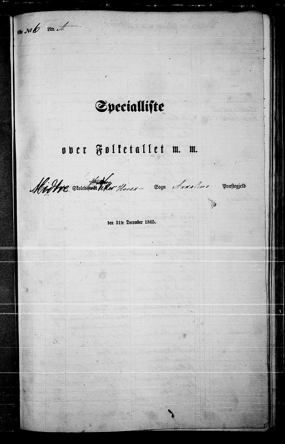 RA, Folketelling 1865 for 0614P Ådal prestegjeld, 1865, s. 56