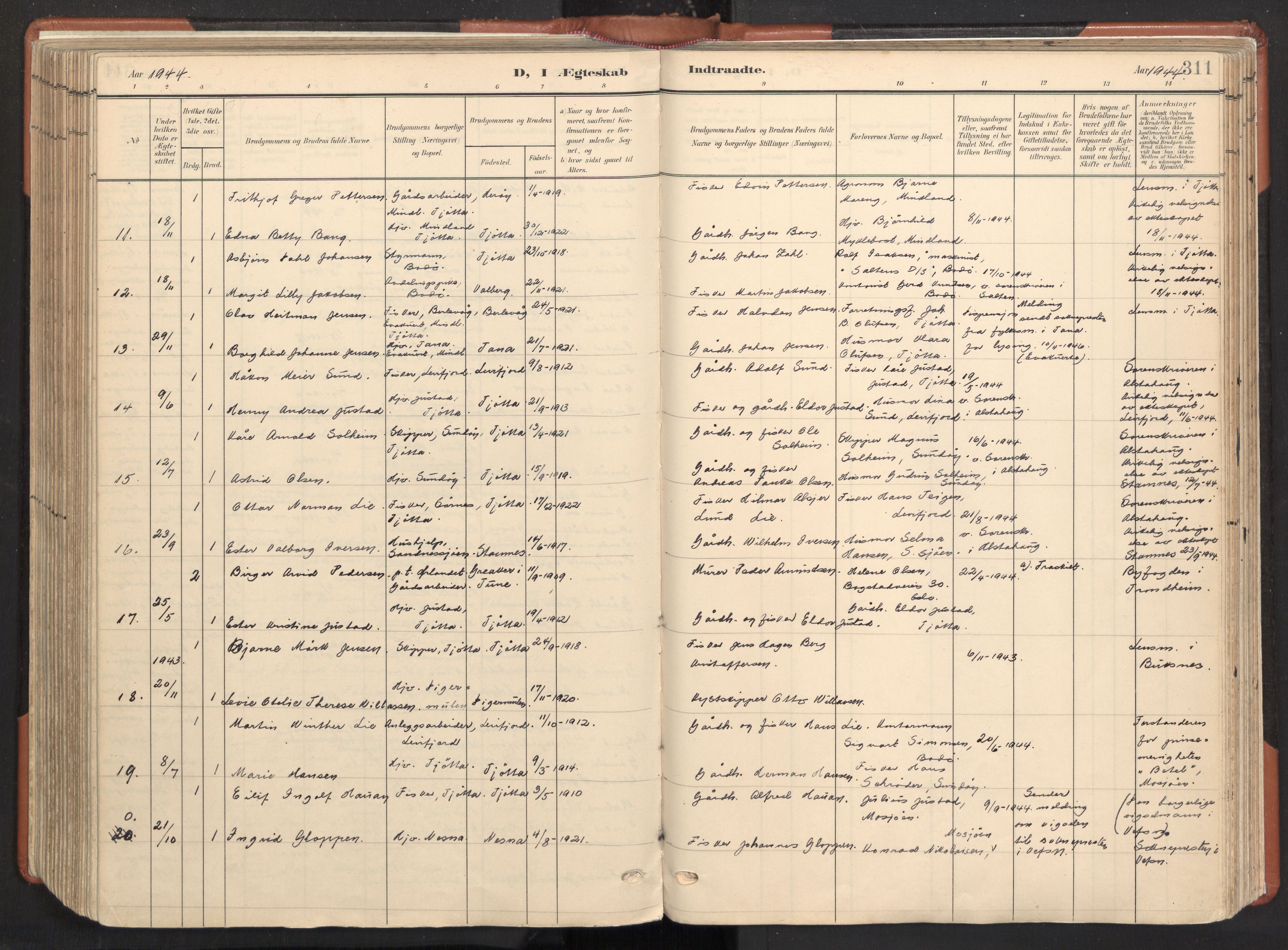 Ministerialprotokoller, klokkerbøker og fødselsregistre - Nordland, AV/SAT-A-1459/817/L0265: Ministerialbok nr. 817A05, 1908-1944, s. 311