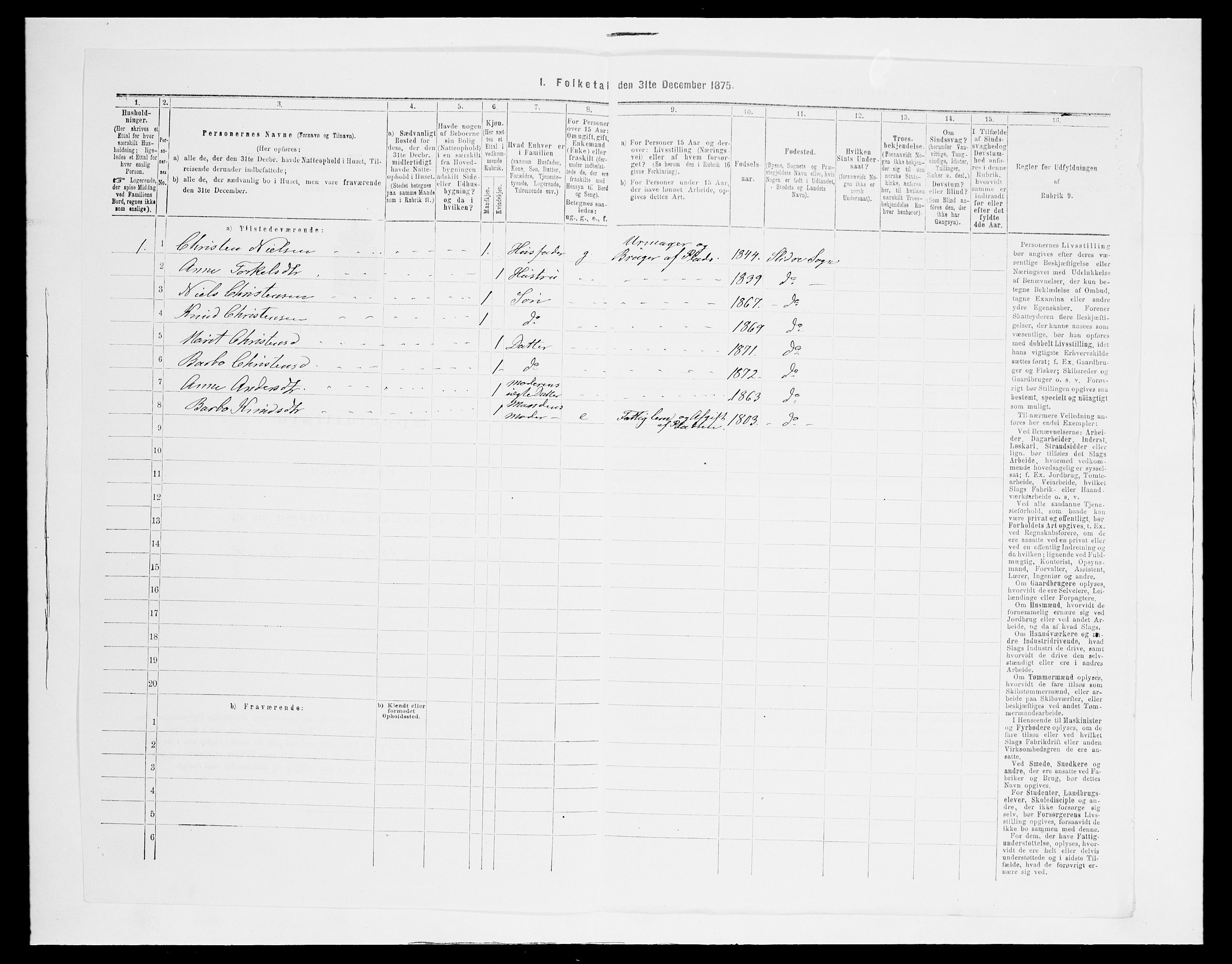 SAH, Folketelling 1875 for 0543P Vestre Slidre prestegjeld, 1875, s. 349