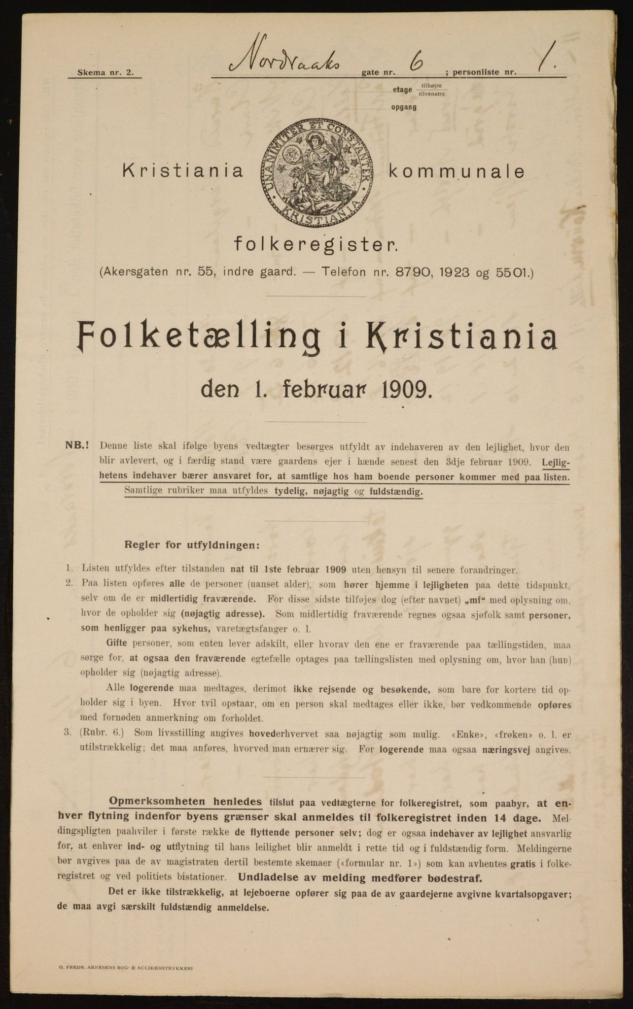 OBA, Kommunal folketelling 1.2.1909 for Kristiania kjøpstad, 1909, s. 66901