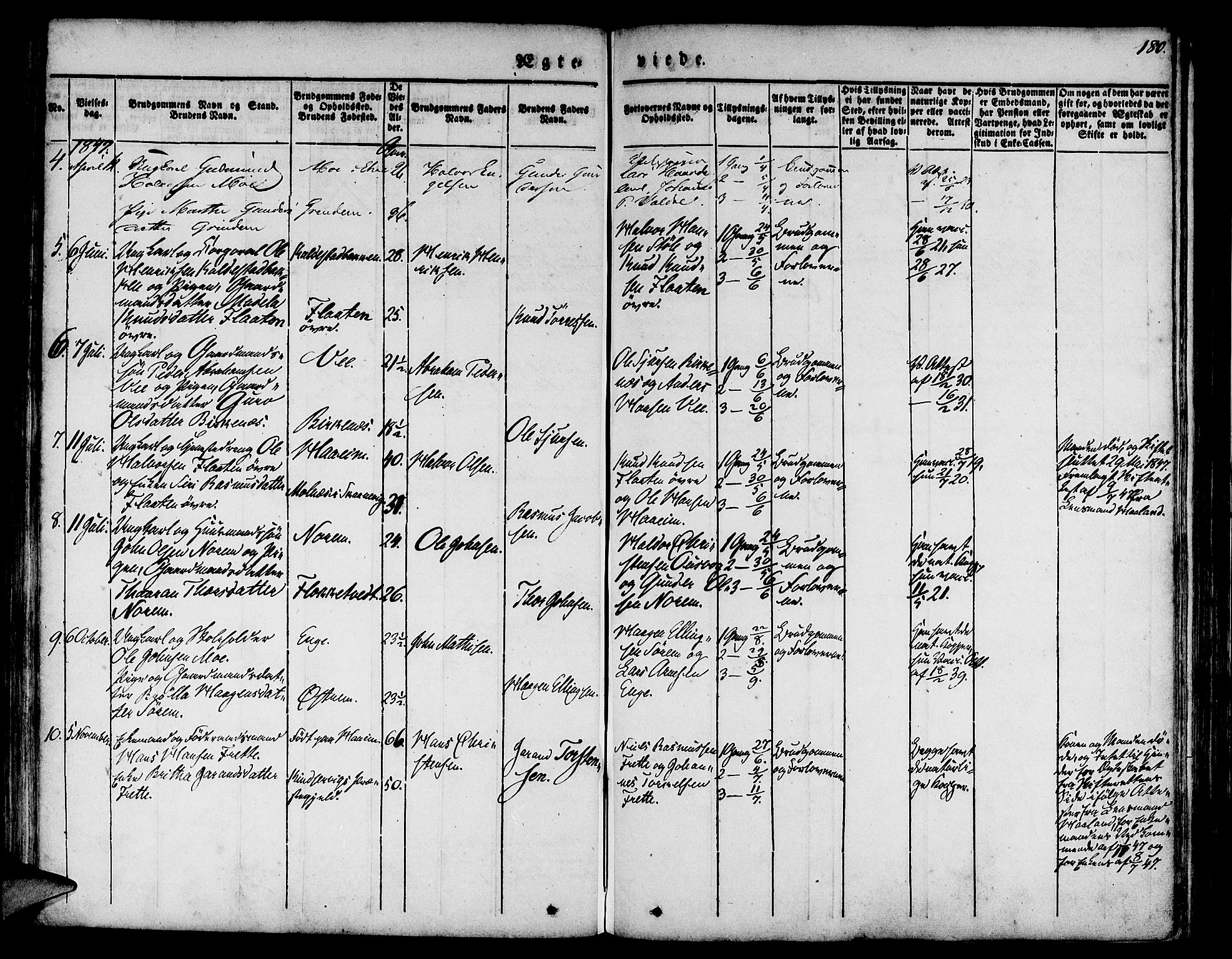 Etne sokneprestembete, AV/SAB-A-75001/H/Haa: Ministerialbok nr. A 7, 1831-1847, s. 180