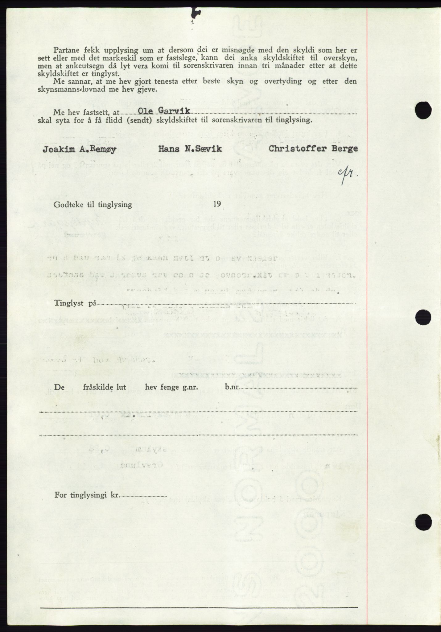 Søre Sunnmøre sorenskriveri, AV/SAT-A-4122/1/2/2C/L0081: Pantebok nr. 7A, 1947-1948, Dagboknr: 1845/1947