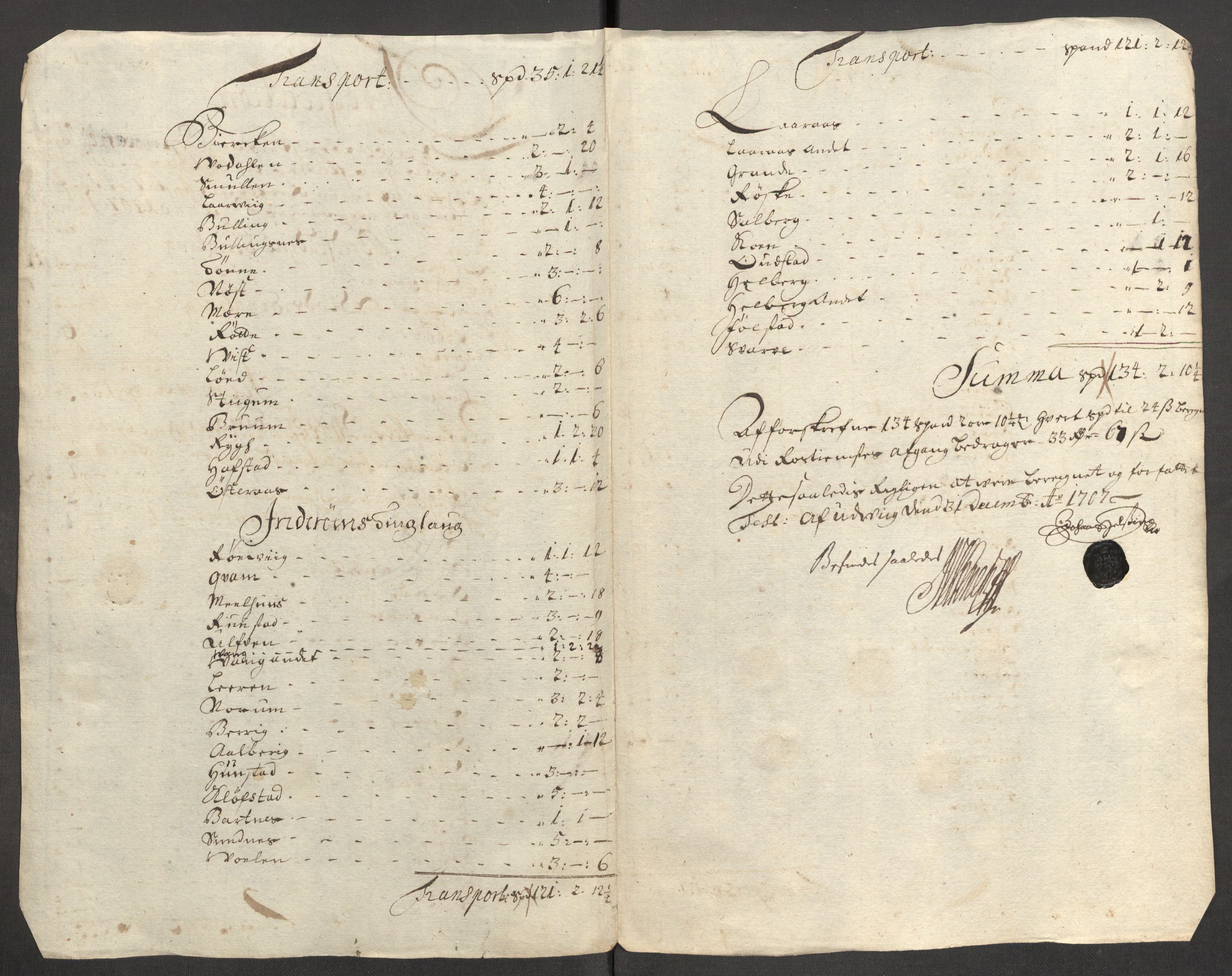 Rentekammeret inntil 1814, Reviderte regnskaper, Fogderegnskap, AV/RA-EA-4092/R63/L4315: Fogderegnskap Inderøy, 1706-1707, s. 503
