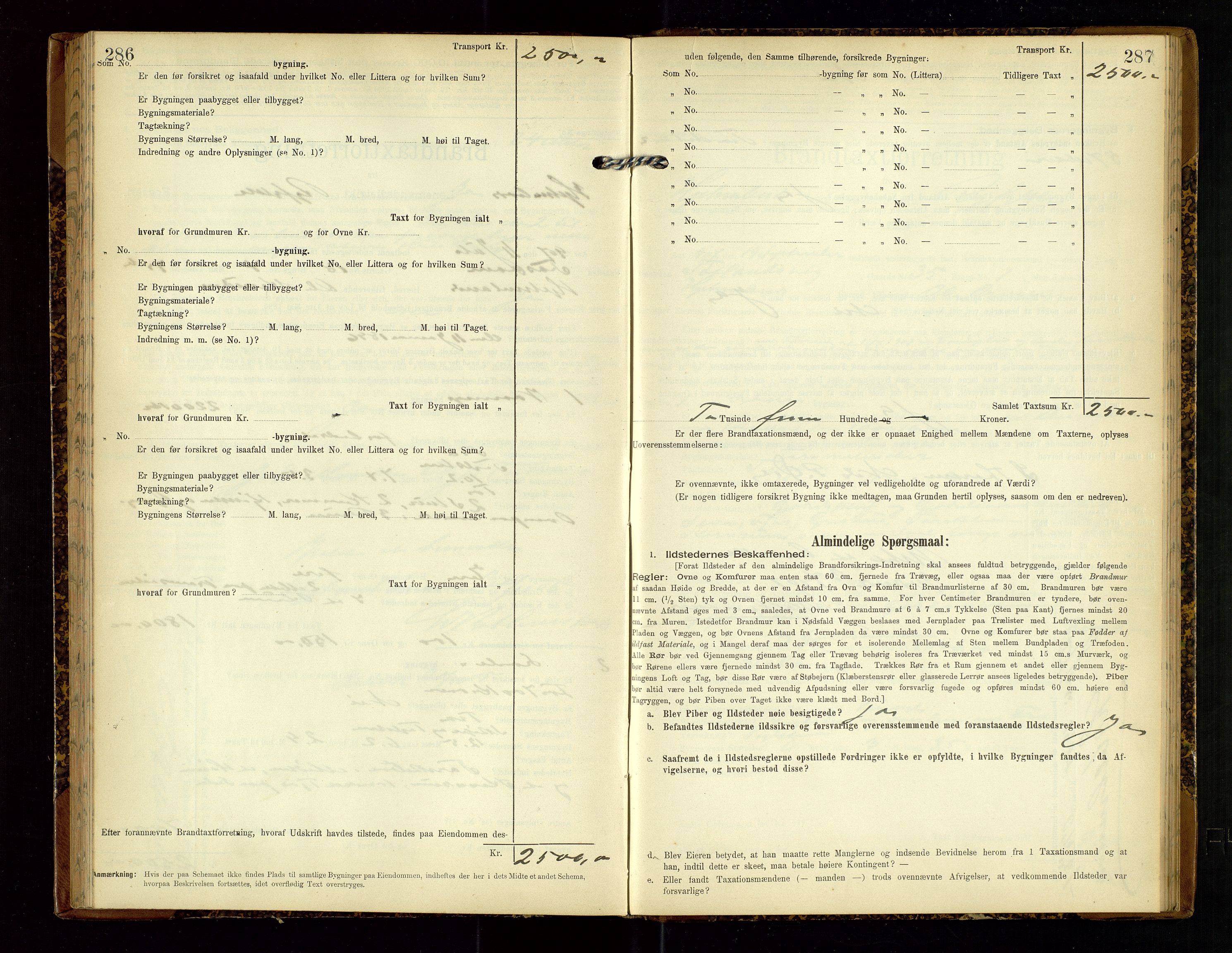 Hjelmeland lensmannskontor, SAST/A-100439/Gob/L0002: "Brandtaxationsprotokol", 1904-1920, s. 286-287