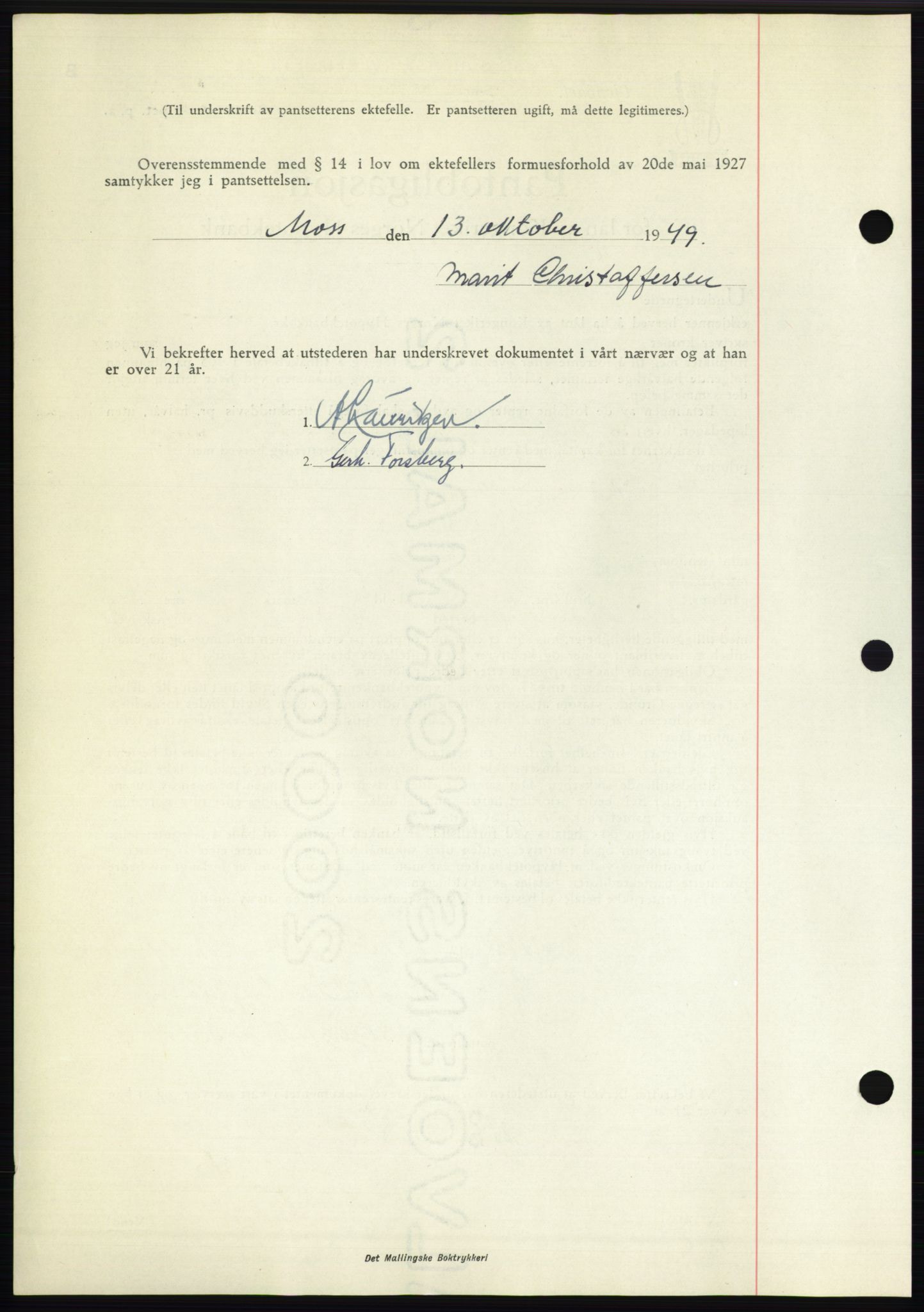 Moss sorenskriveri, SAO/A-10168: Pantebok nr. B23, 1949-1950, Dagboknr: 3193/1949