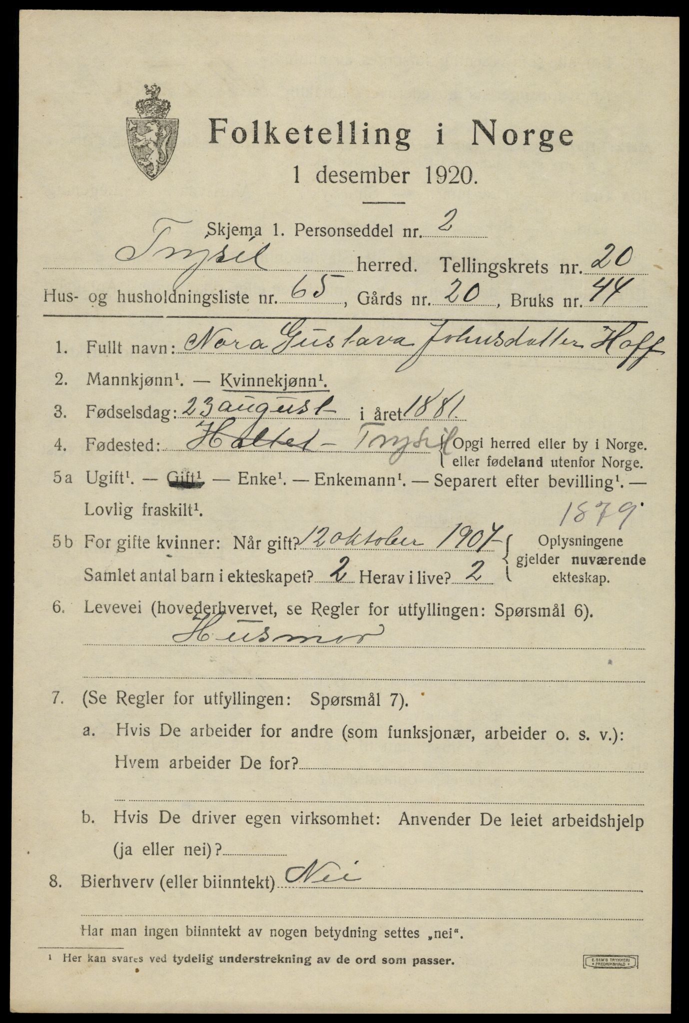 SAH, Folketelling 1920 for 0428 Trysil herred, 1920, s. 13737