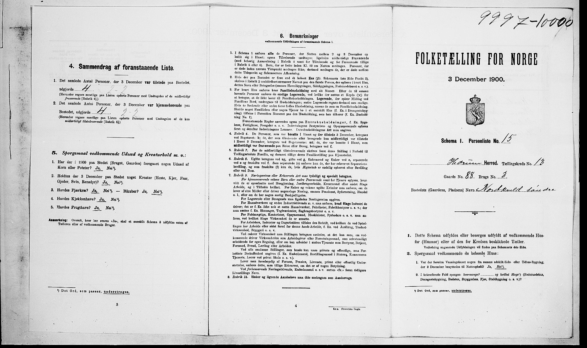 RA, Folketelling 1900 for 0727 Hedrum herred, 1900, s. 1168