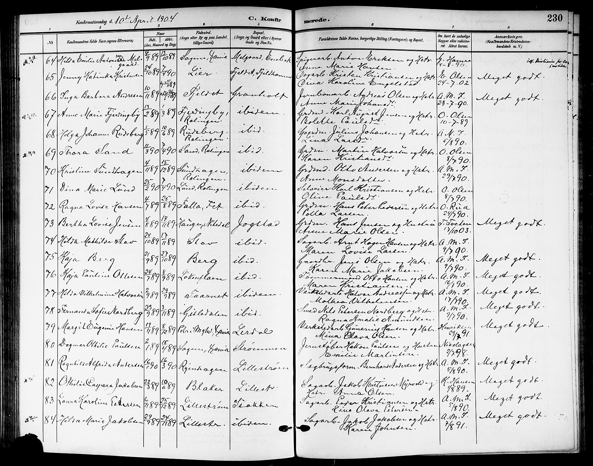 Skedsmo prestekontor Kirkebøker, AV/SAO-A-10033a/G/Ga/L0005b: Klokkerbok nr. I 5B, 1902-1911, s. 230