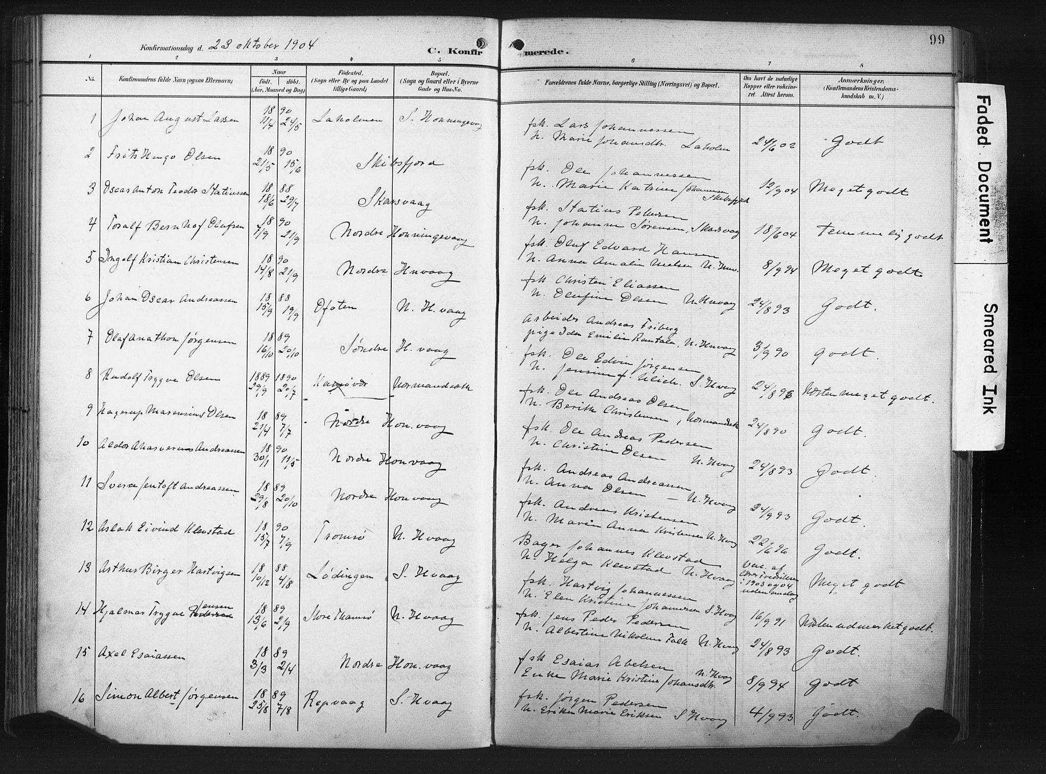 Måsøy sokneprestkontor, AV/SATØ-S-1348/H/Ha/L0008kirke: Ministerialbok nr. 8, 1900-1910, s. 99